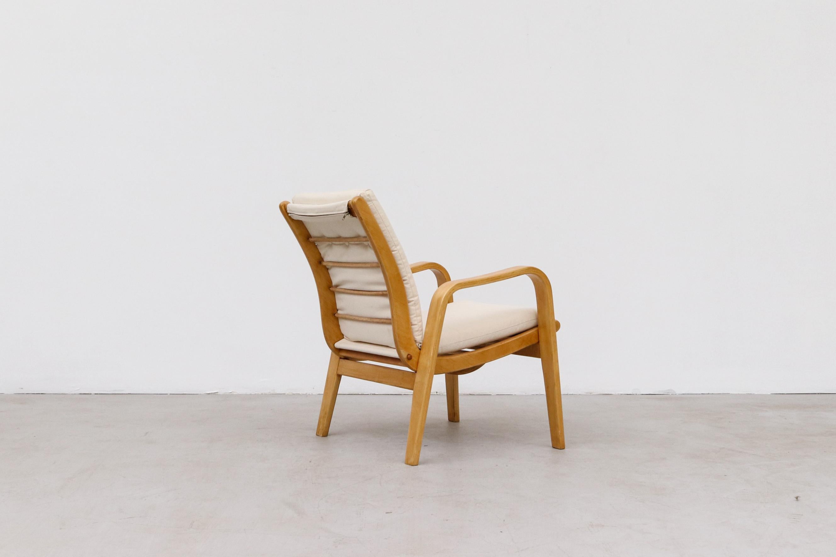 Toile Chaise longue de style Alvar Aalto de Cees Braakman pour Pastoe en toile naturelle en vente