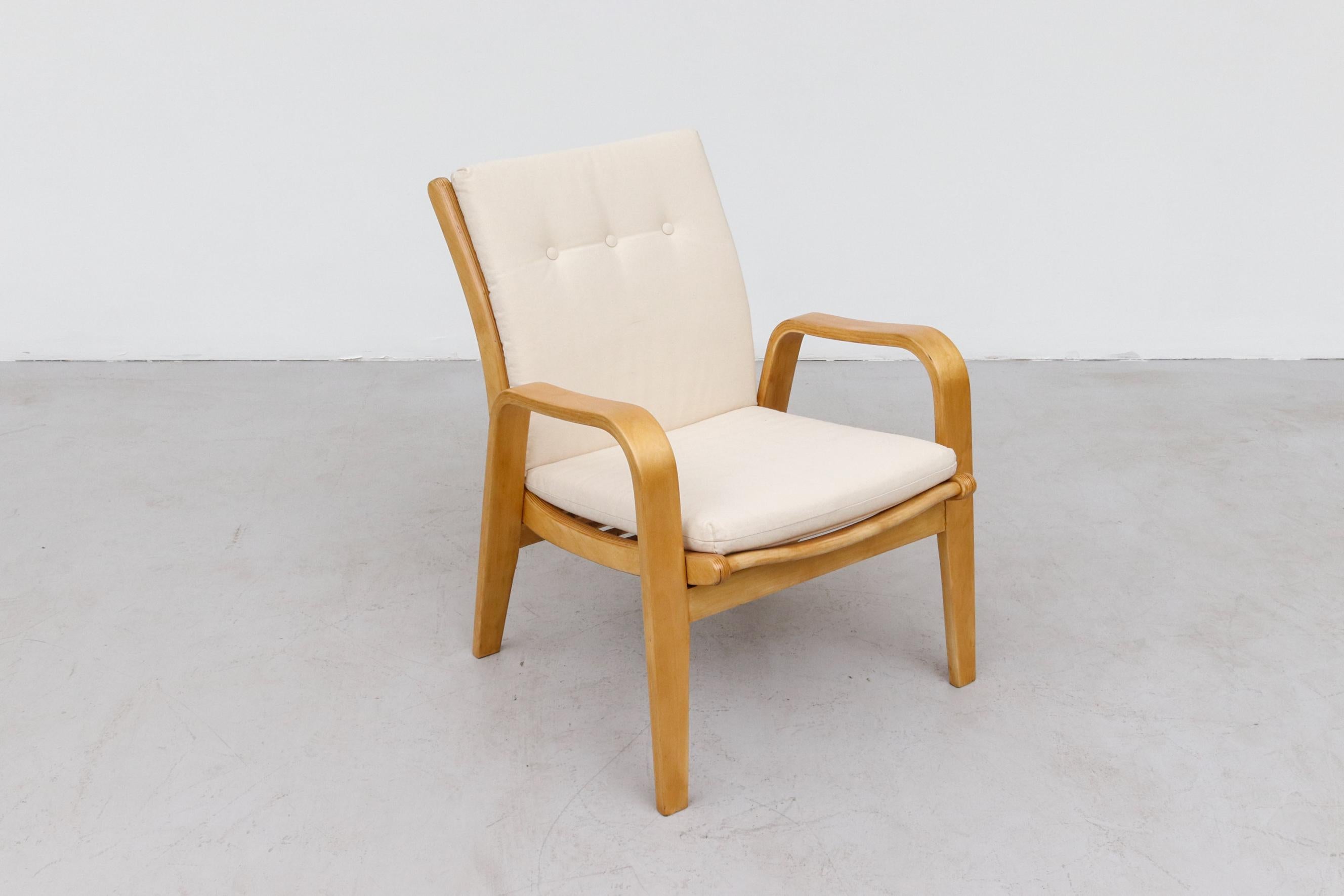 Alvar Aalto Style Lounge Chair by Cees Braakman for Pastoe in Natural Canvas For Sale 2