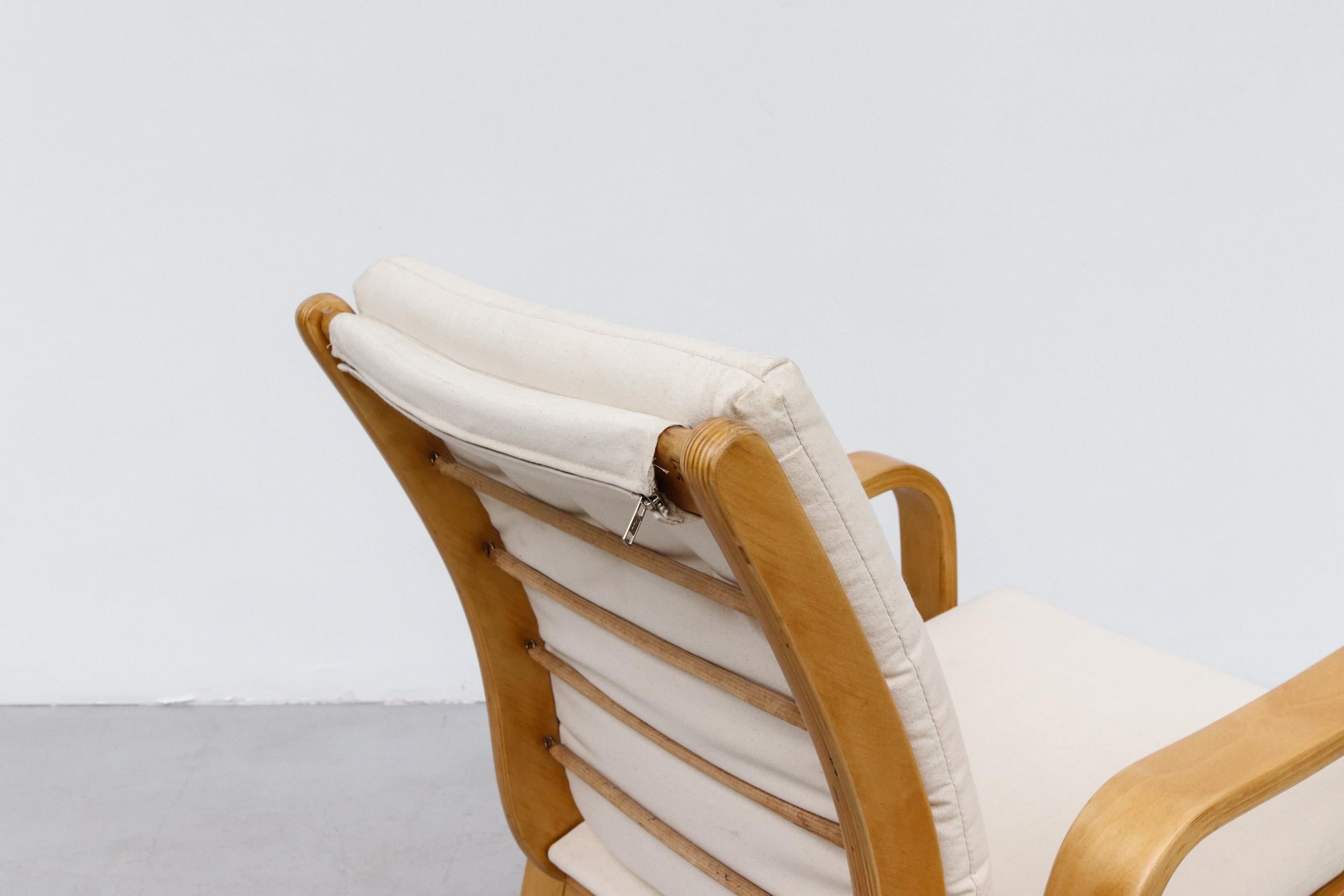 Chaise longue de style Alvar Aalto de Cees Braakman pour Pastoe en toile naturelle en vente 2