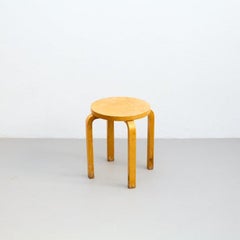 Alvar Aalto Style Mid-Century Modern Wood Stool, circa 1960