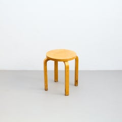 Alvar Aalto Style Mid-Century Modern Wood Stool, circa 1960