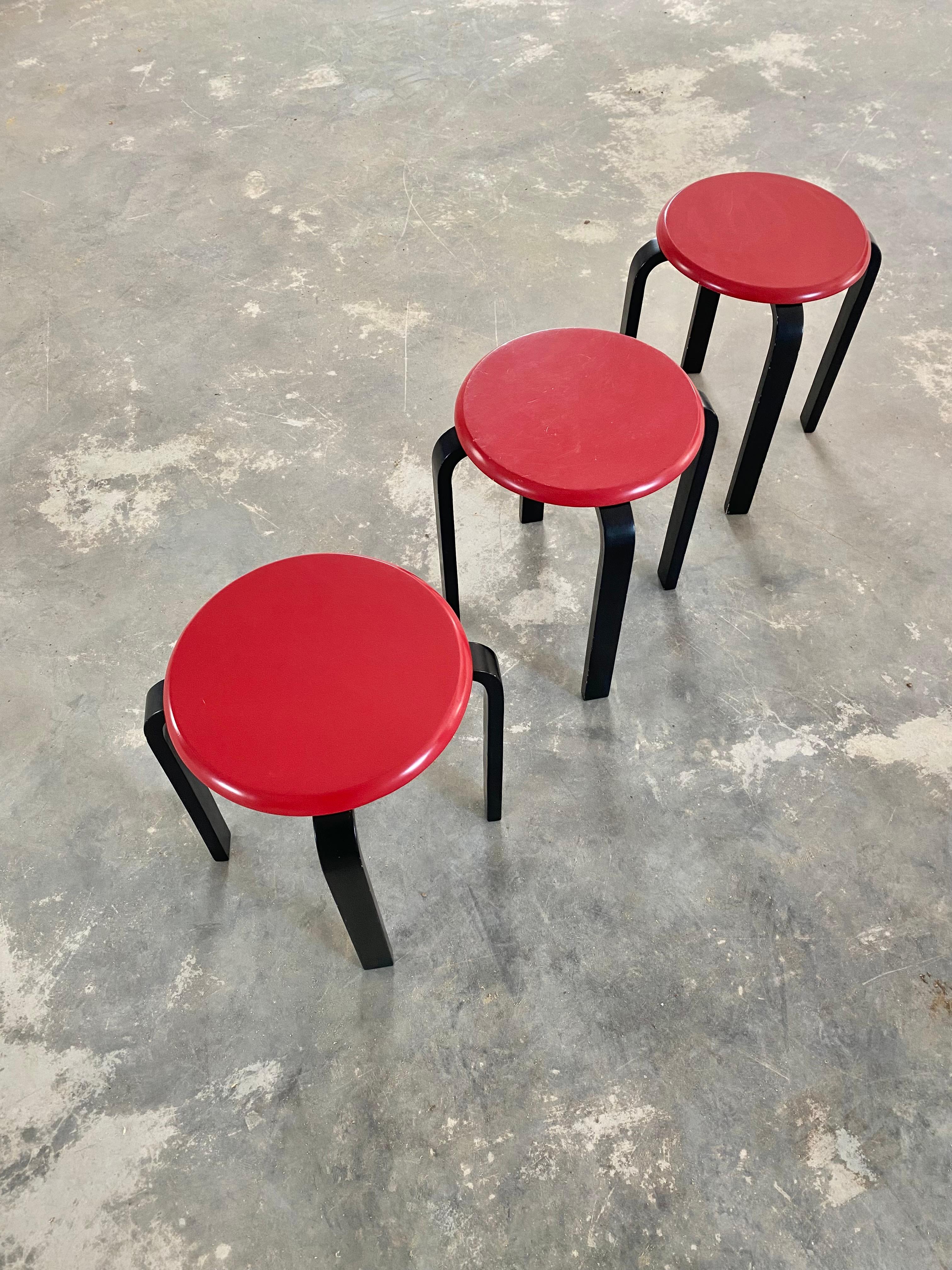 Alvar Aalto-Style Postmodern Stools, Set of 3 For Sale 7