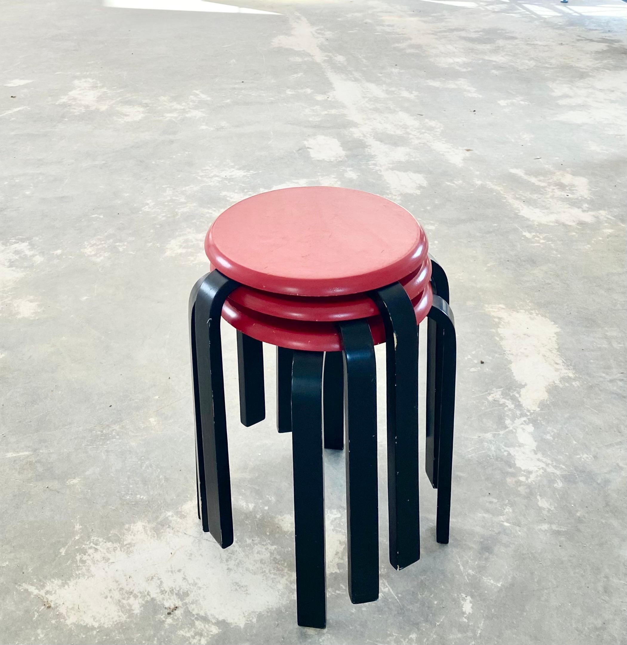 20th Century Alvar Aalto-Style Postmodern Stools, Set of 3 For Sale