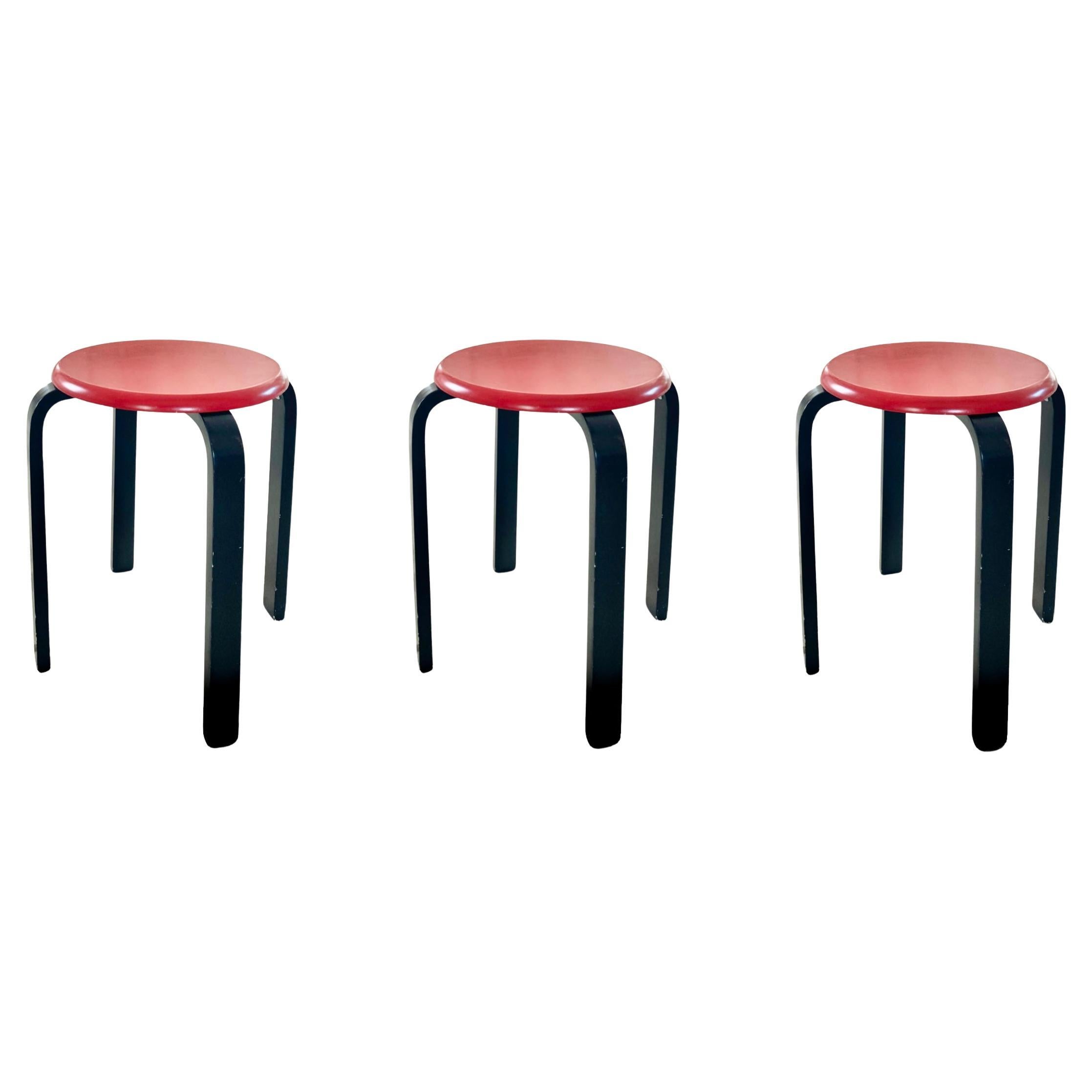 Alvar Aalto-Style Postmodern Stools, Set of 3 For Sale