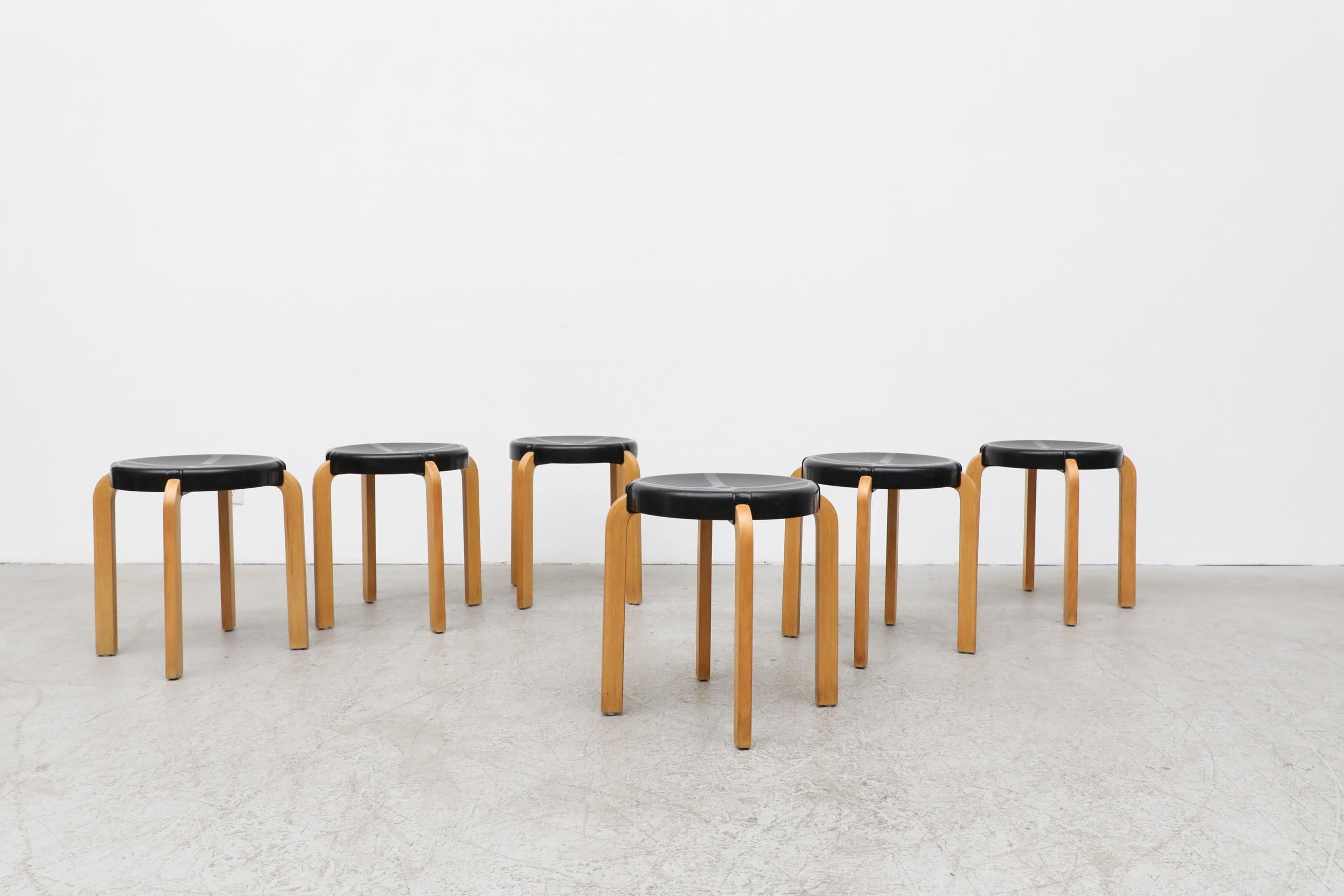 Dutch Alvar Aalto Style Stools with Acrylic Seat by Kembo