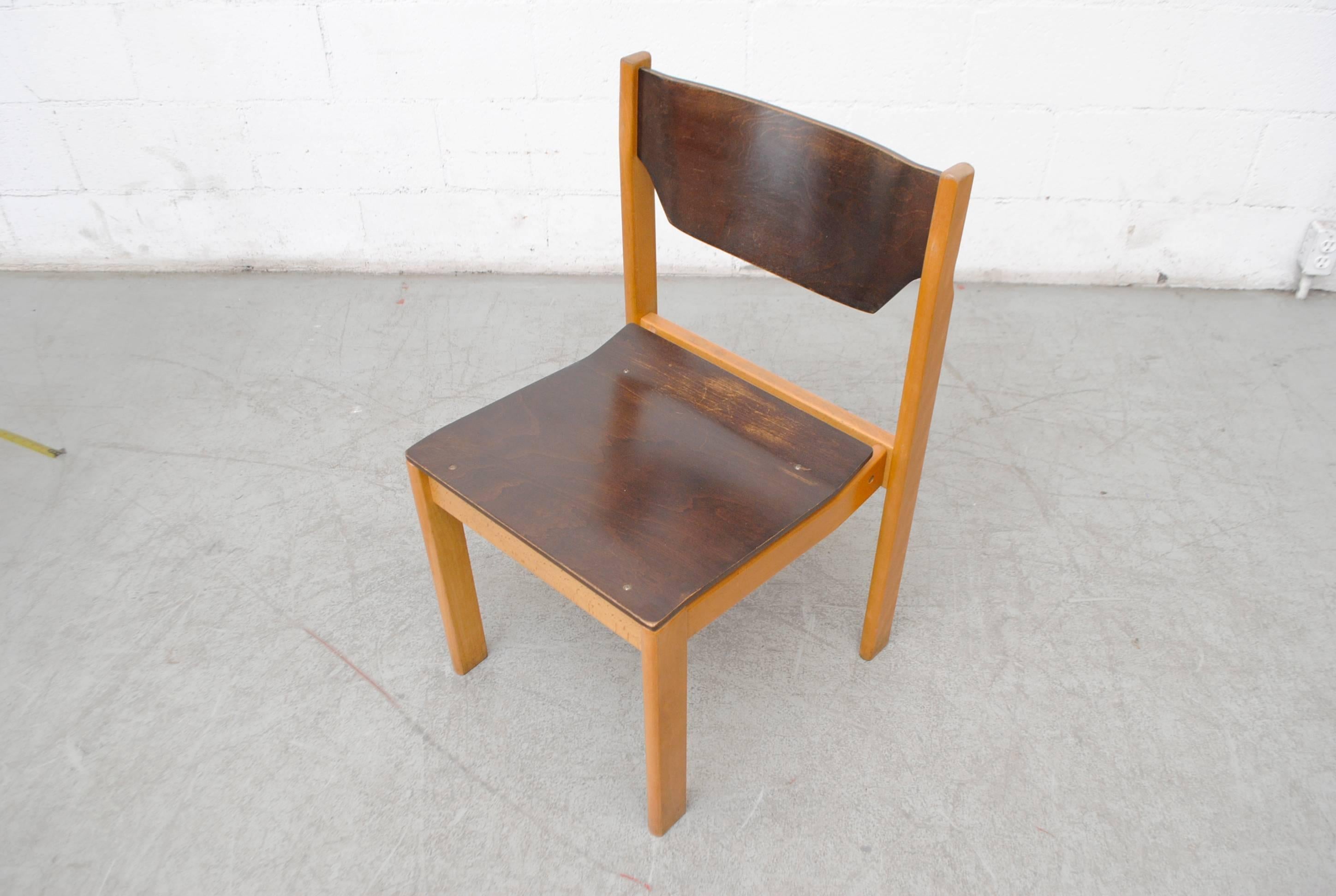 Mid-Century Modern Alvar Aalto Style Two-Toned Stacking Chairs