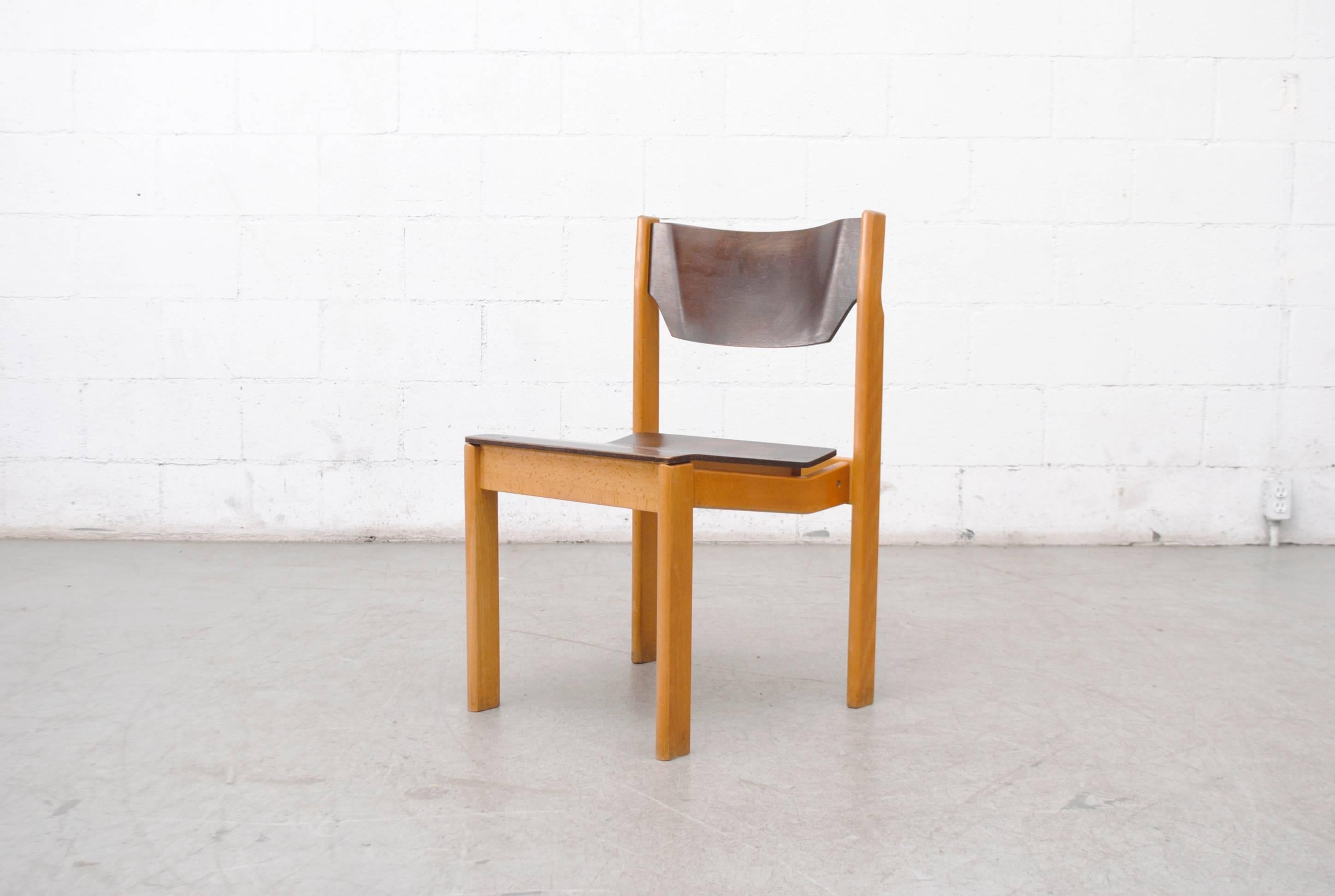 Dutch Alvar Aalto Style Two-Toned Stacking Chairs