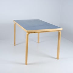 Alvar Aalto Table in Birch & Blue Linoleum, Artek 1960s