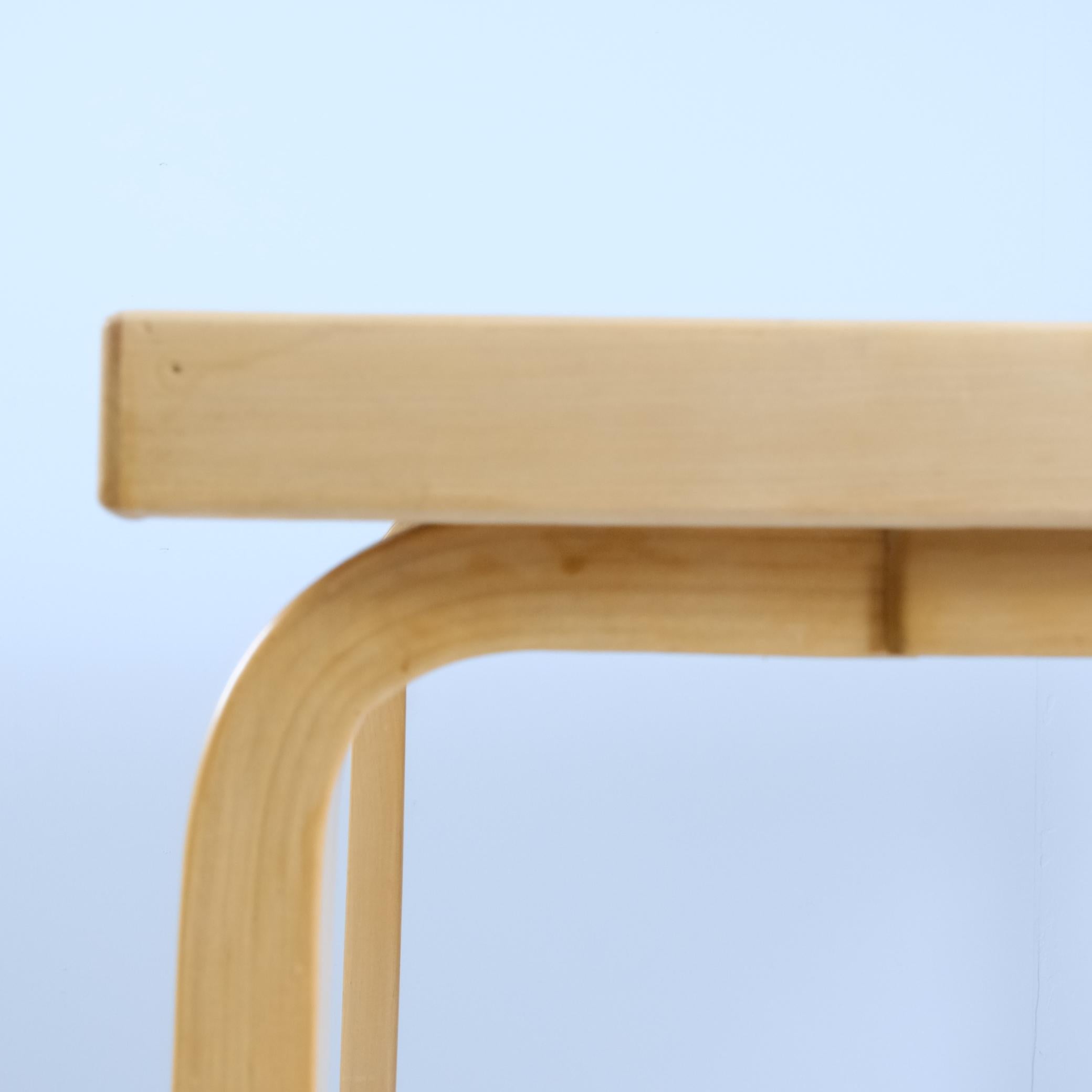 Mid-20th Century Alvar Aalto Table in Birch & Blue Linoleum, Artek 1960s For Sale