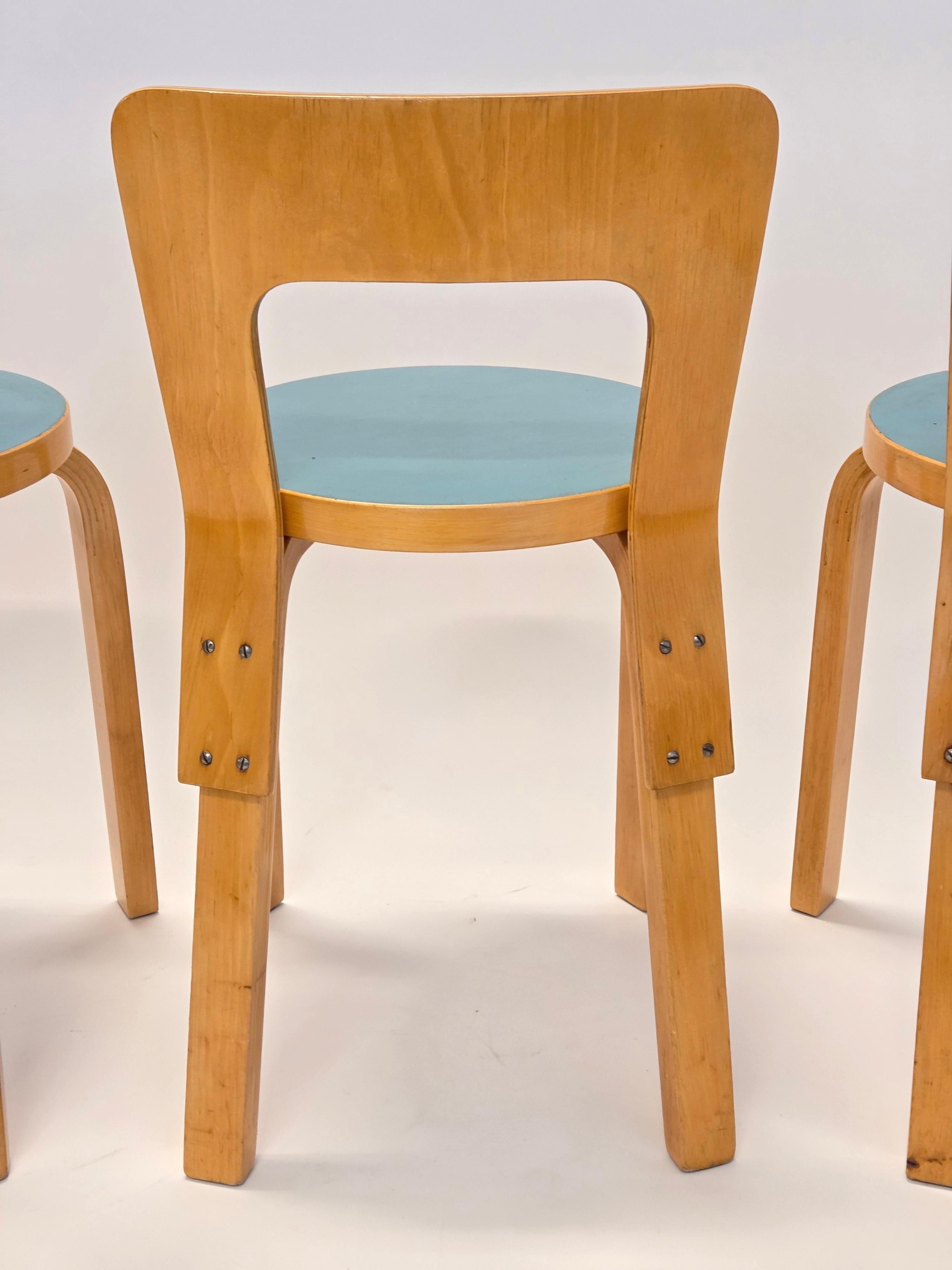 Alvar Aalto Table Model DL82 and 65 Chairs by Artek 1950s 8