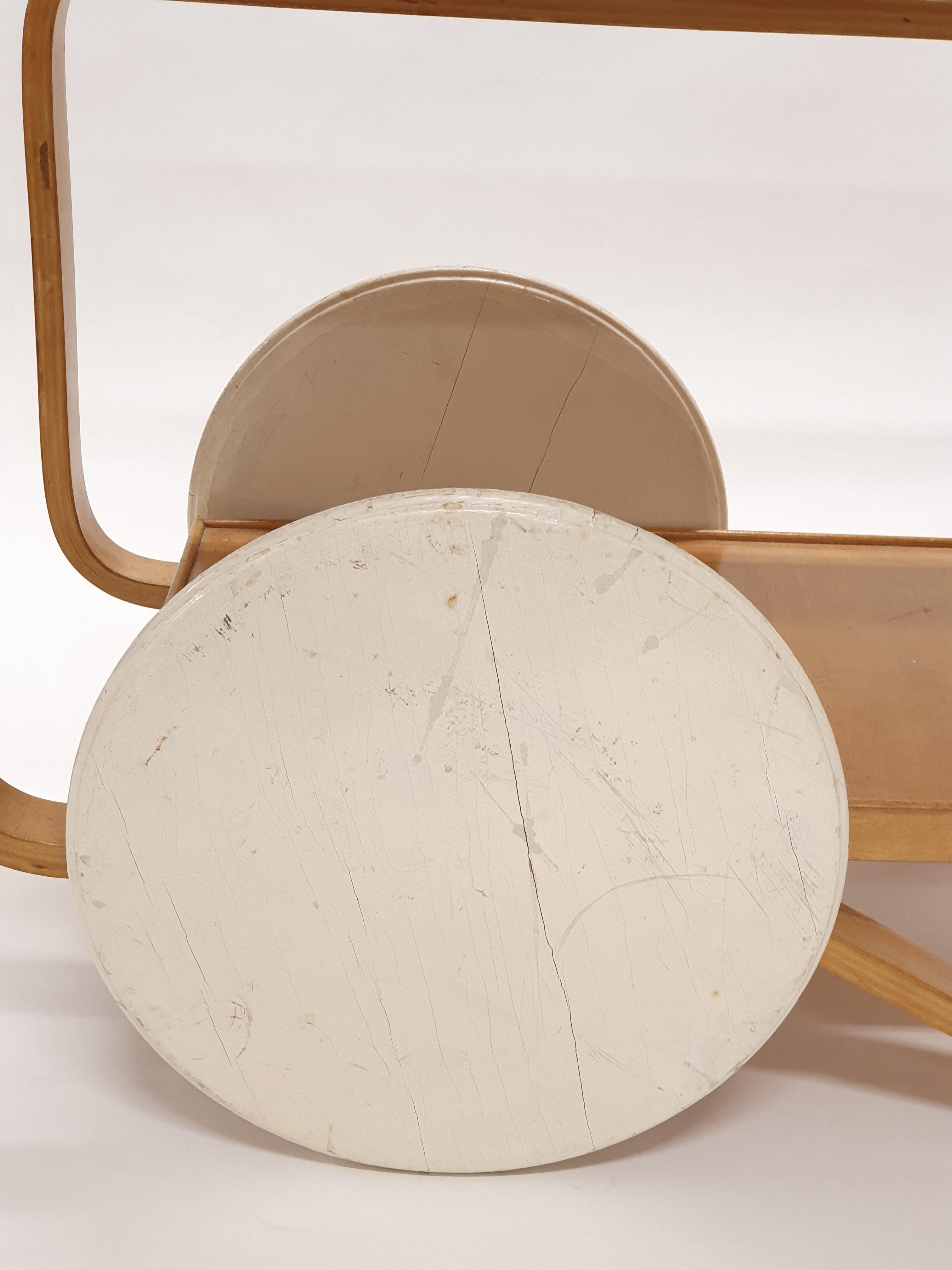 Birch Alvar Aalto Tea Trolley 901 by Artek 1940s For Sale