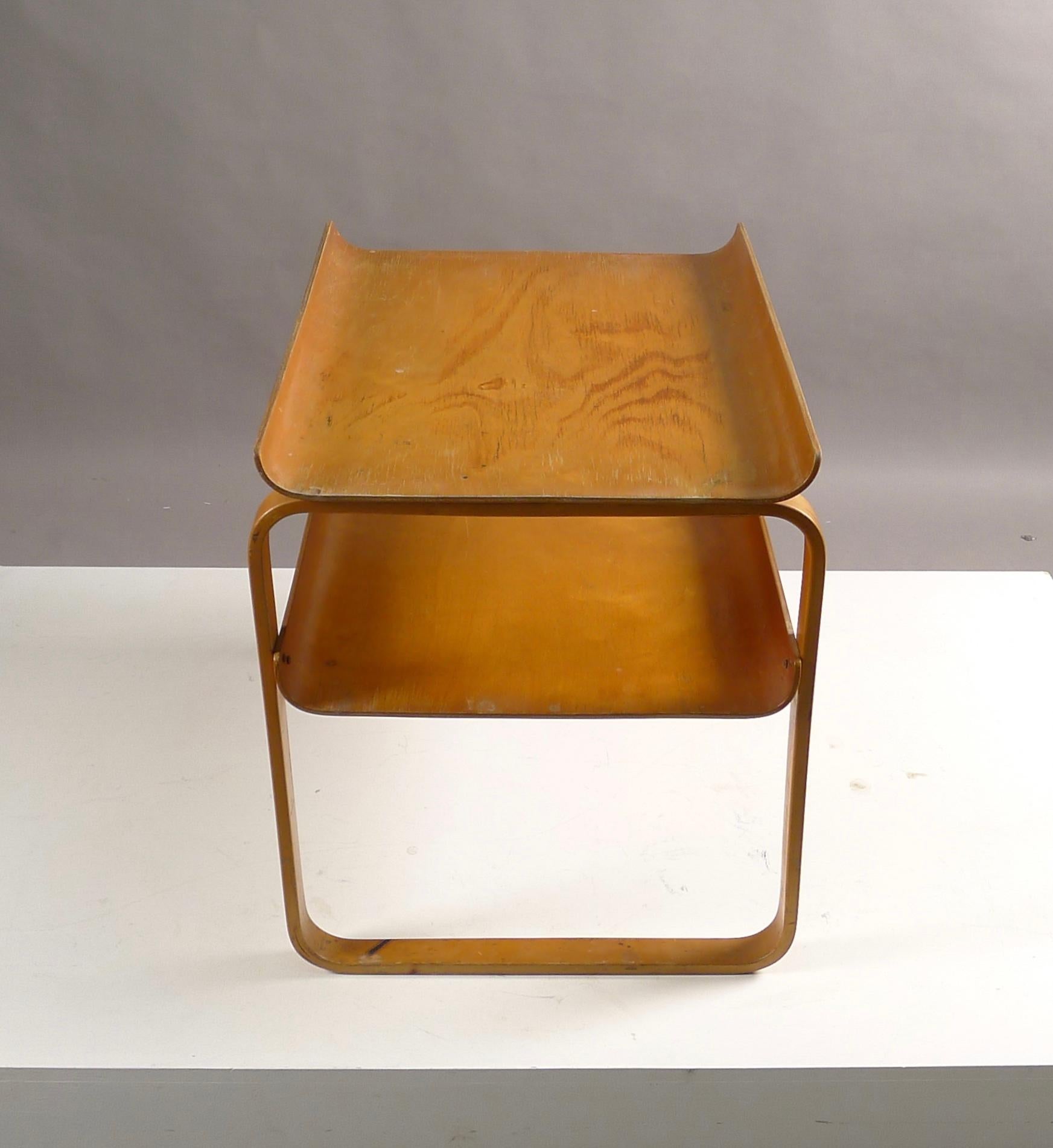 Finnish Alvar Aalto , Two Tier Plywood Table , model 915 , stamped Finsven , 1940's . 
