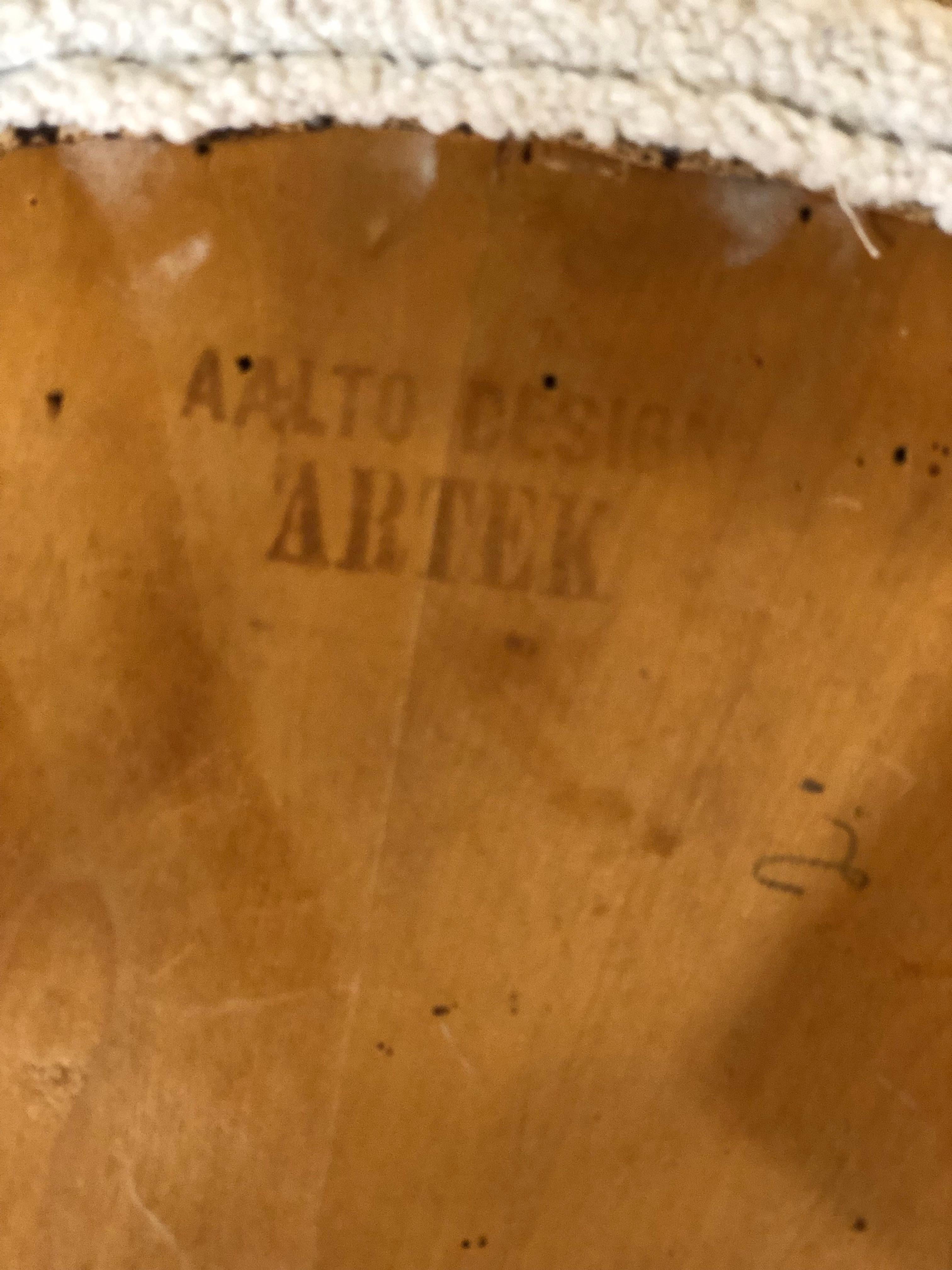 Fabric Alvar Aalto War Time Chairs Model 69, Artek 1940s For Sale