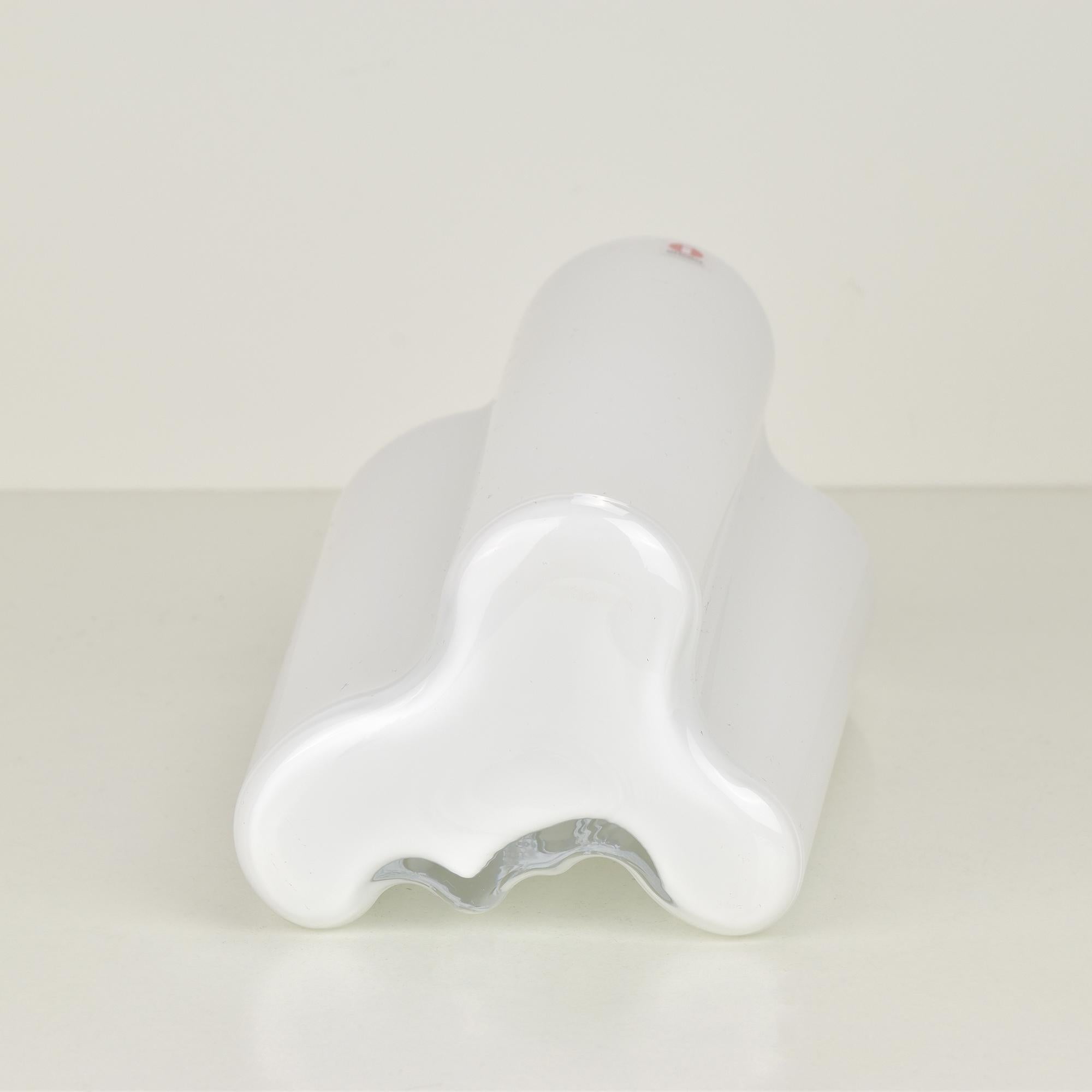 Blown Glass Alvar Aalto White Savoy Vase for Iittala, Iconic Finnish Glass Design