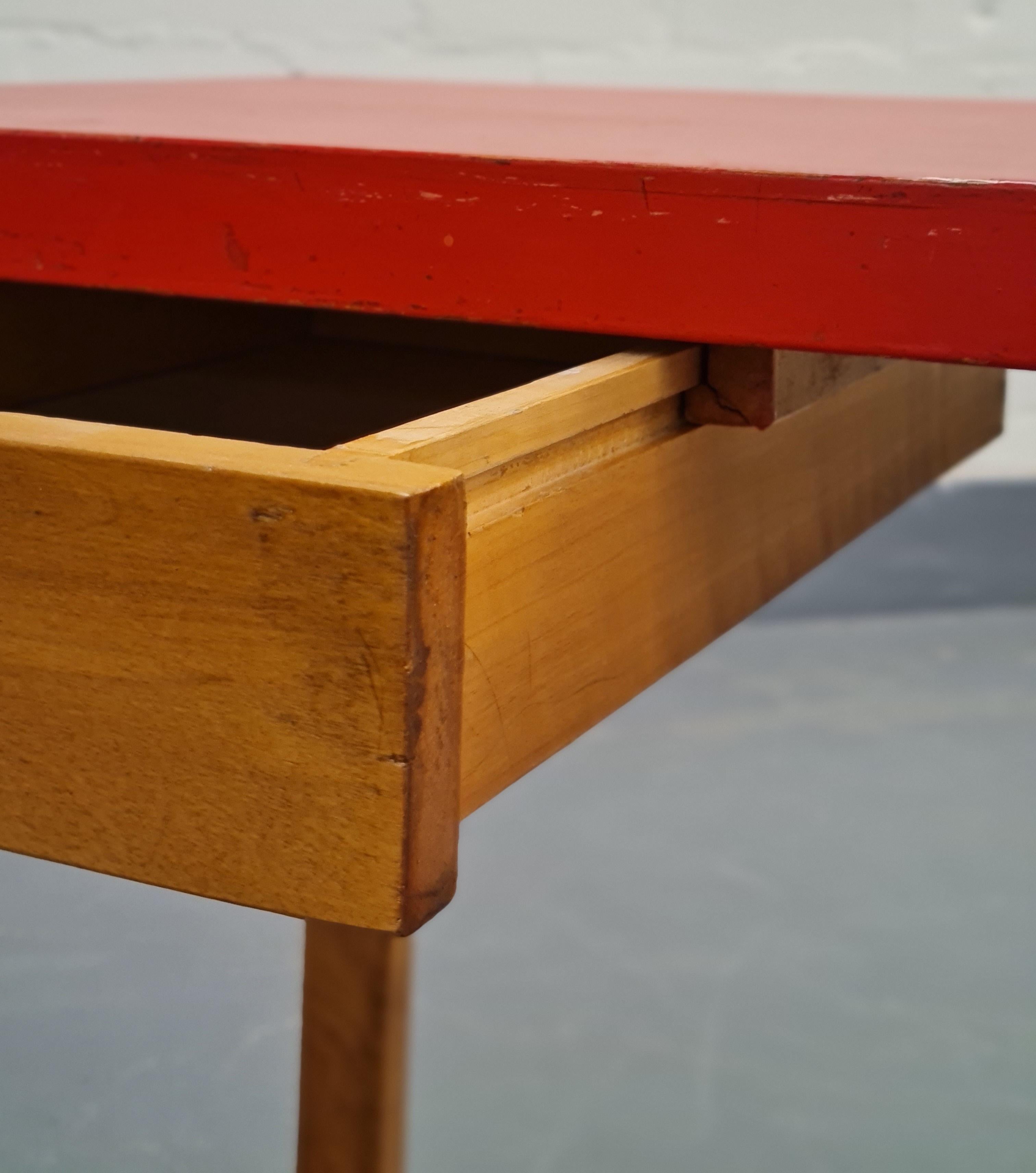 Birch Alvar Aalto writing table and stool, Artek