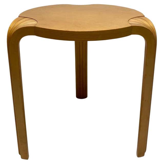 Alvar Aalto Stool X600 in Birch and Original Black Leather, Artek ...