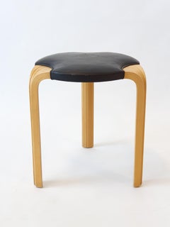 Alvar Aalto X600 Stool by Artek Birch and Leather