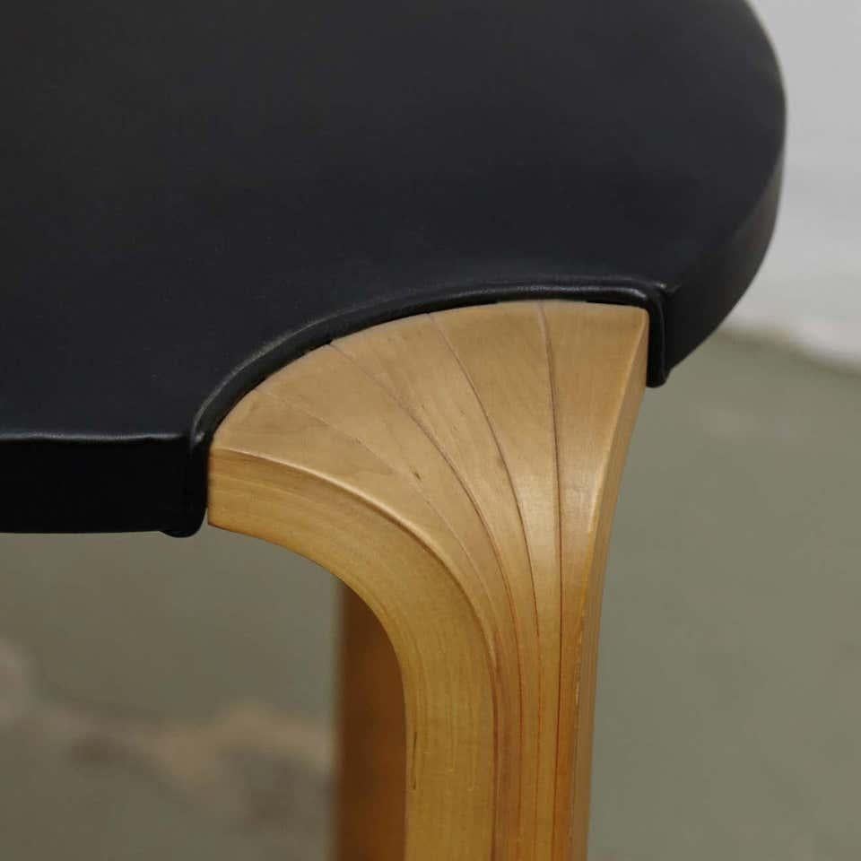 Leather Alvar Aalto X602 Stool for Artek, circa 1950 For Sale