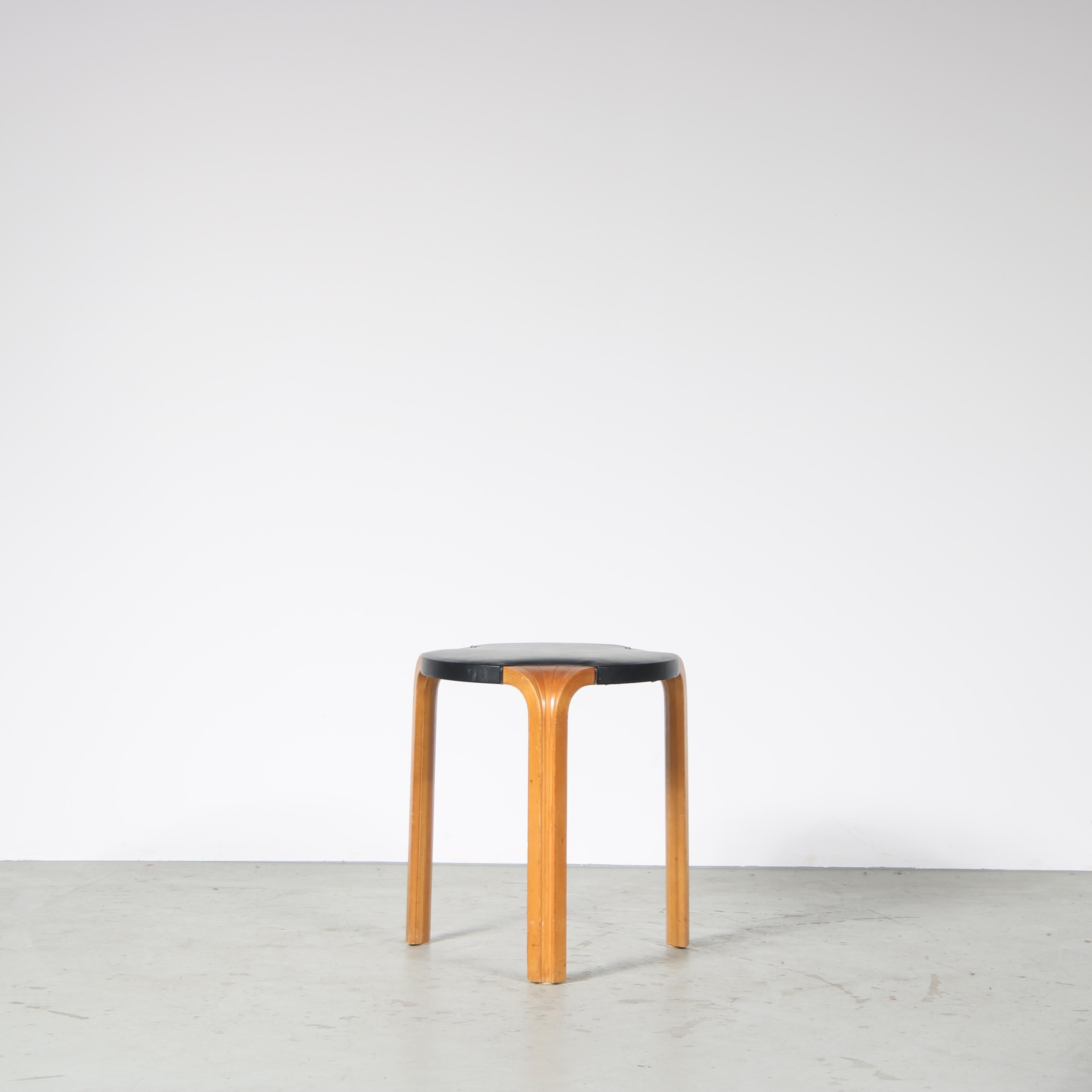 A beautiful and rare stool, model “X602”, designed by Alvar Aalto and manufactured by Artek in Finland around 1960.

This is an exceptional piece of mid-century Scandinavian design! This birch wooden stool has a beautiful, minimalist design with a