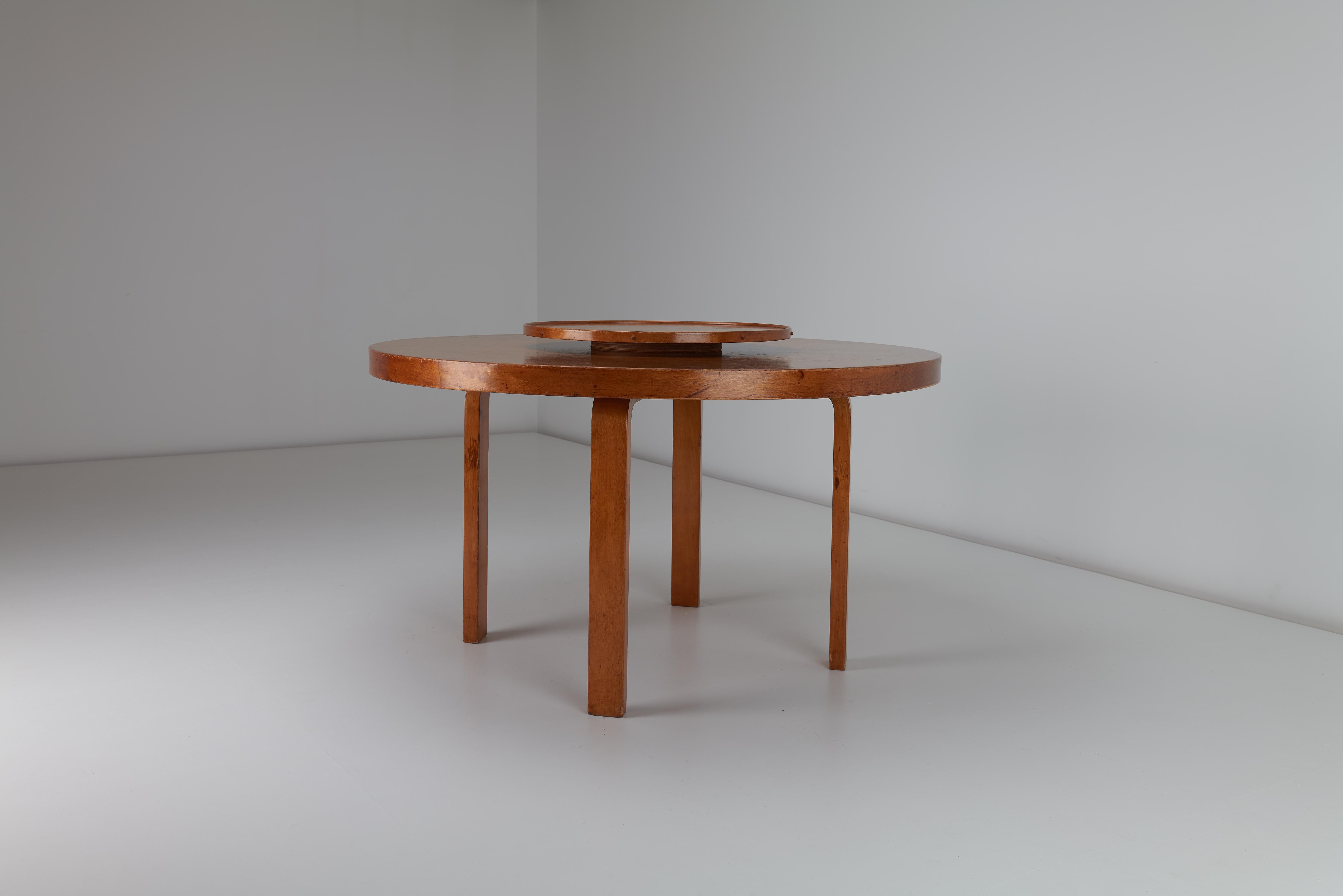 Finnish Alvar & Aino Aalto Dining Table with Lazy Susan Model 91 & a91, Finmar, 1933 For Sale