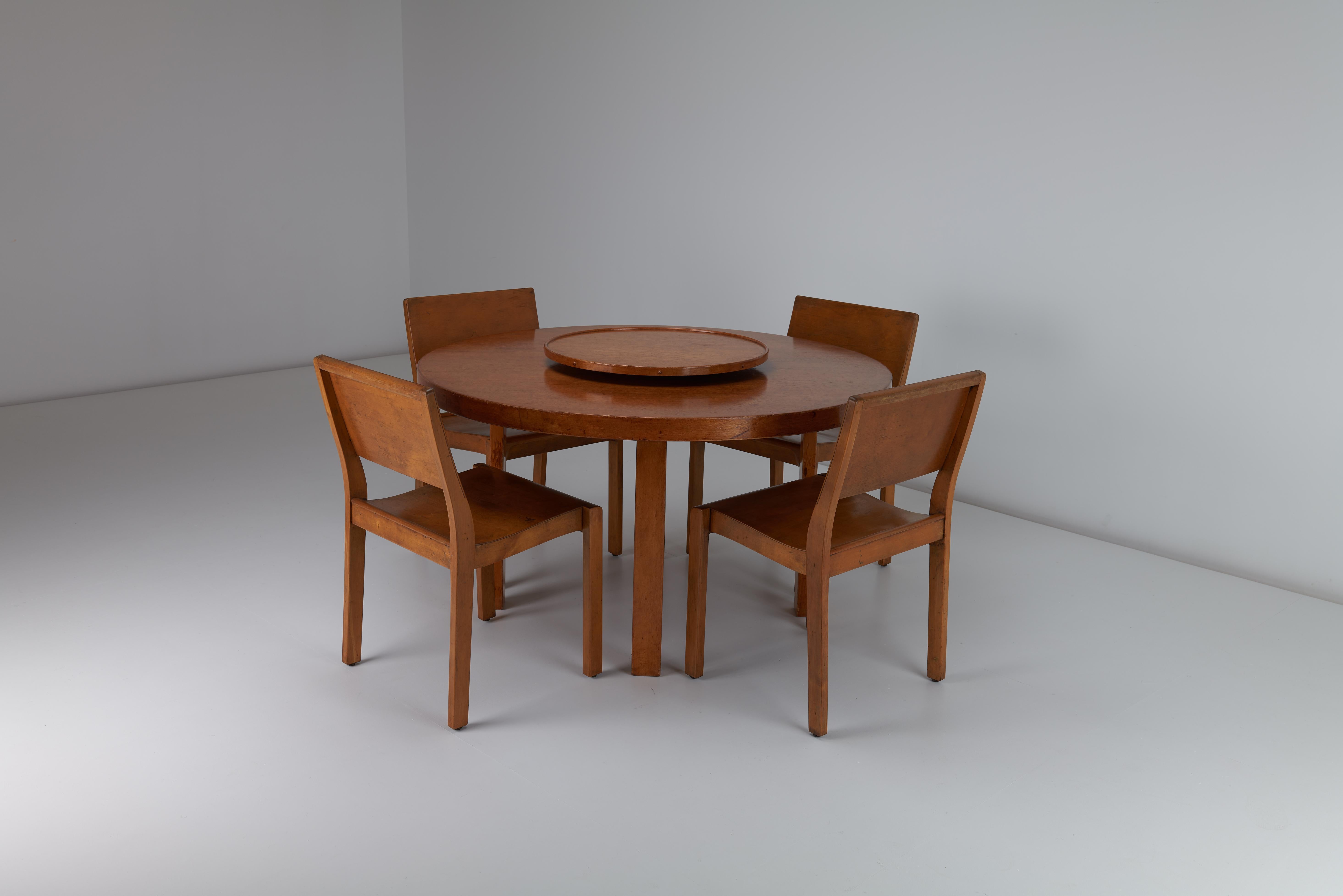 Alvar & Aino Aalto Dining Table with Lazy Susan Model 91 & a91, Finmar, 1933 In Good Condition For Sale In Uxbridge, GB