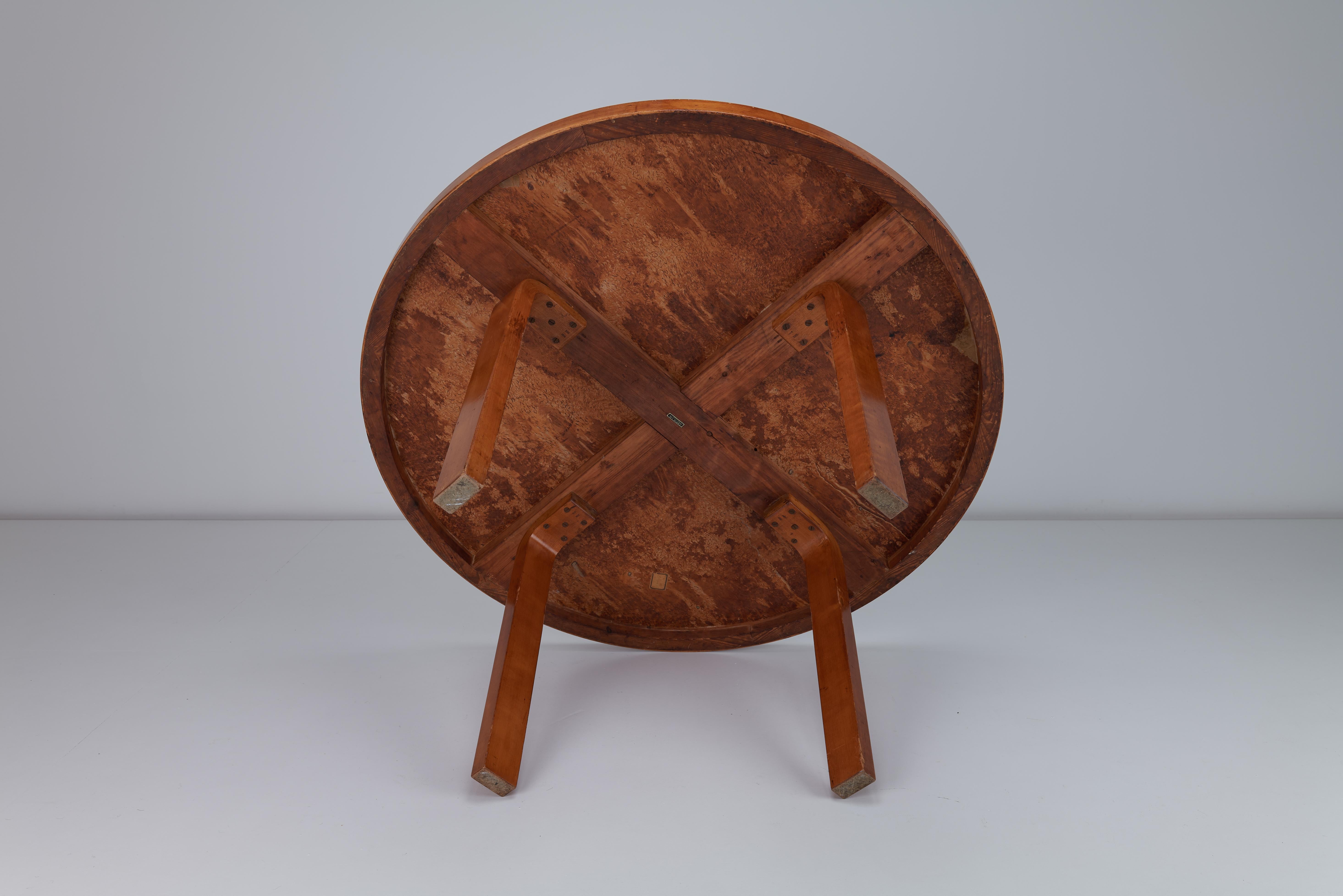 Birch Alvar & Aino Aalto Dining Table with Lazy Susan Model 91 & a91, Finmar, 1933 For Sale