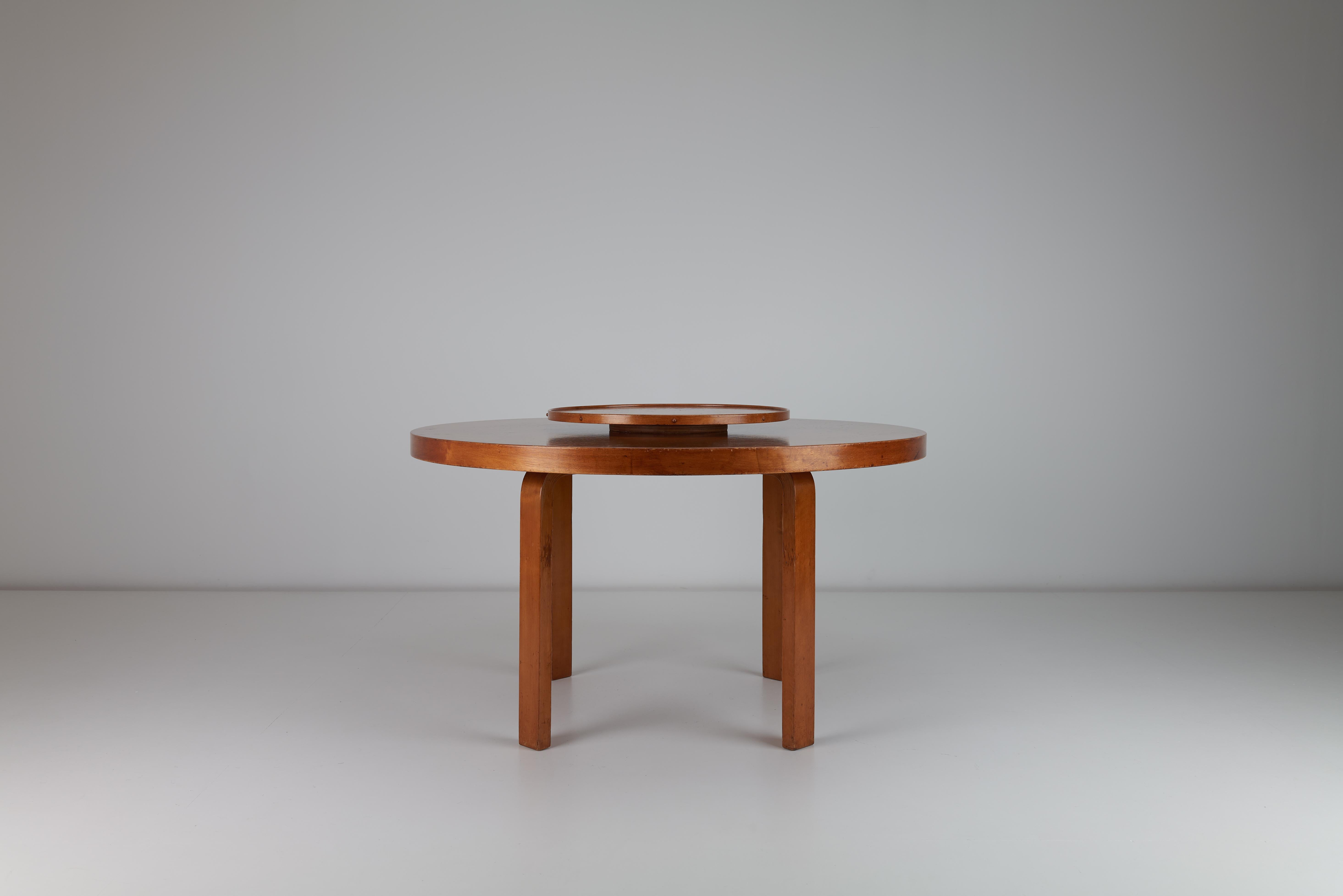 Alvar & Aino Aalto Dining Table with Lazy Susan Model 91 & a91, Finmar, 1933 For Sale 1