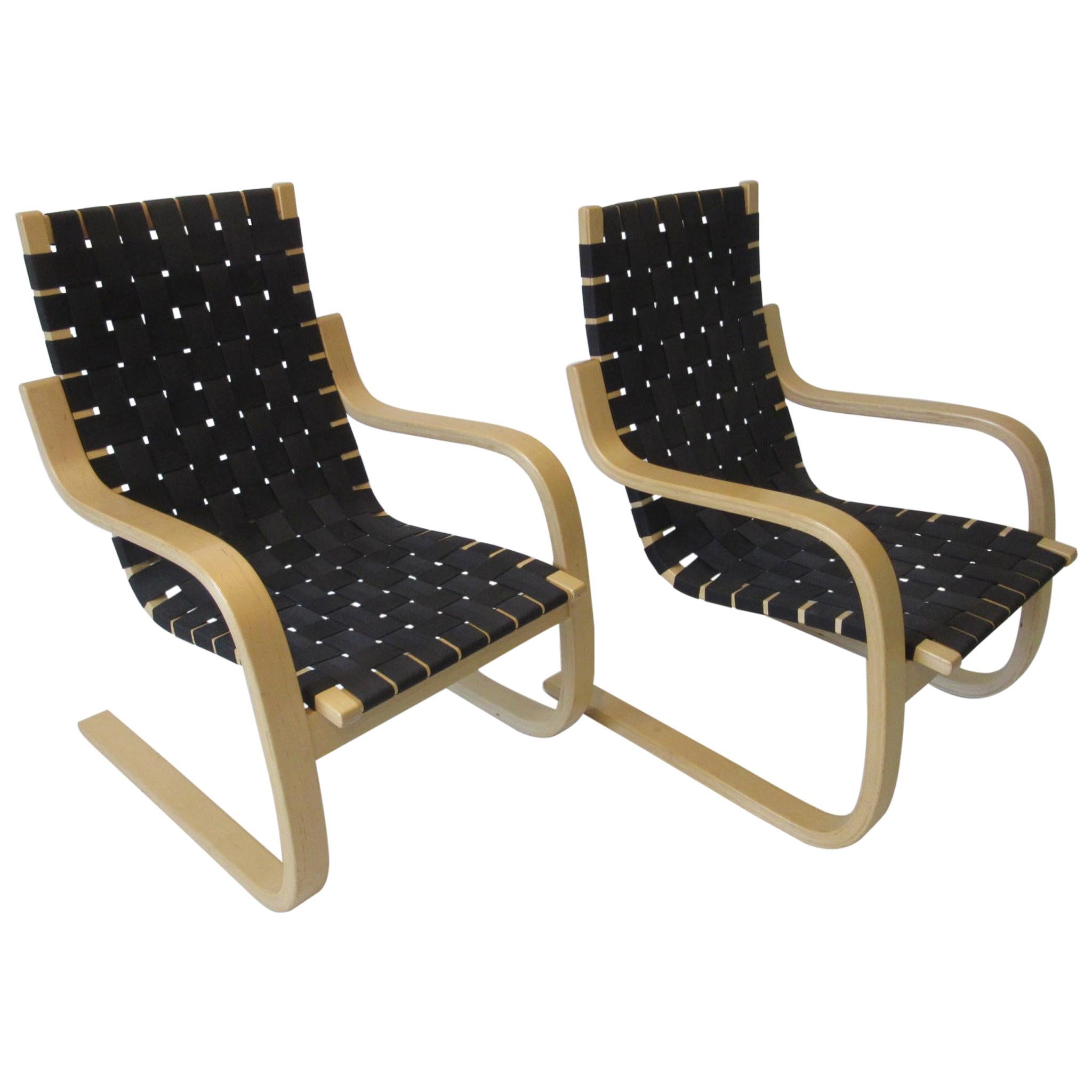 Alvar Alto 406 Woven Lounge Chairs for Artek-ICF Finland 