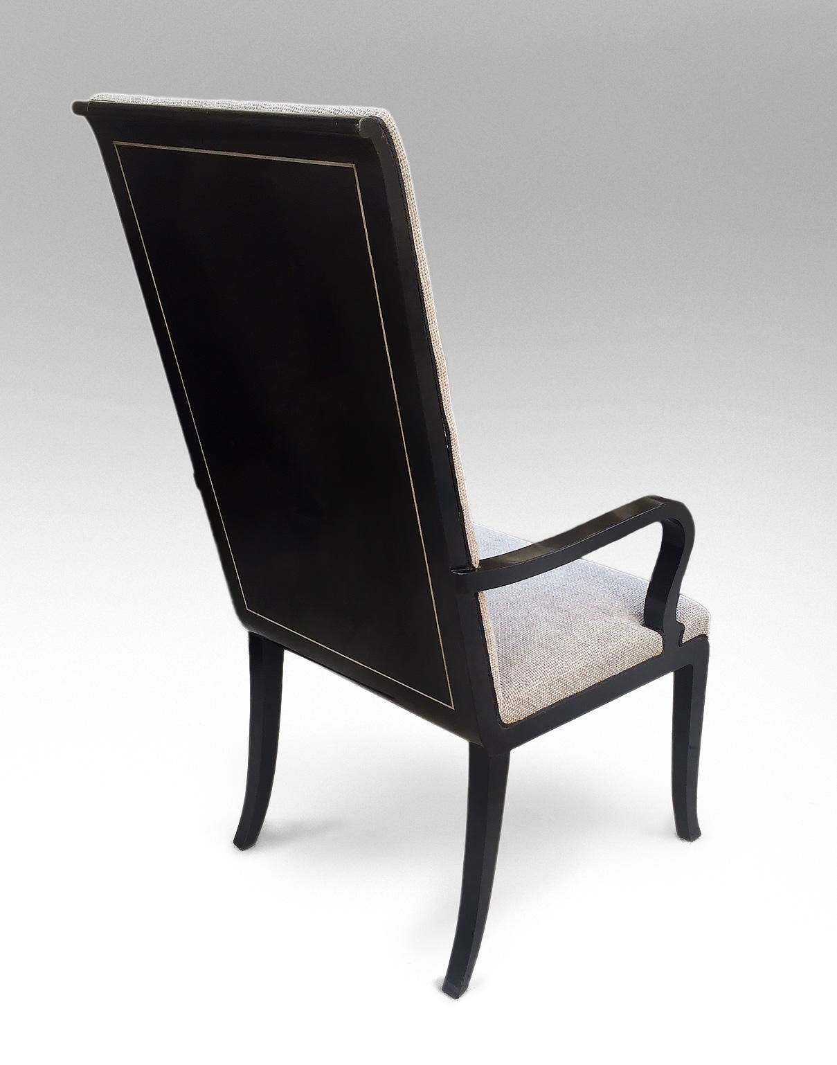 Art Deco Alvar Andersson Swedish Pewter-Inlaid Ebonized Armchair