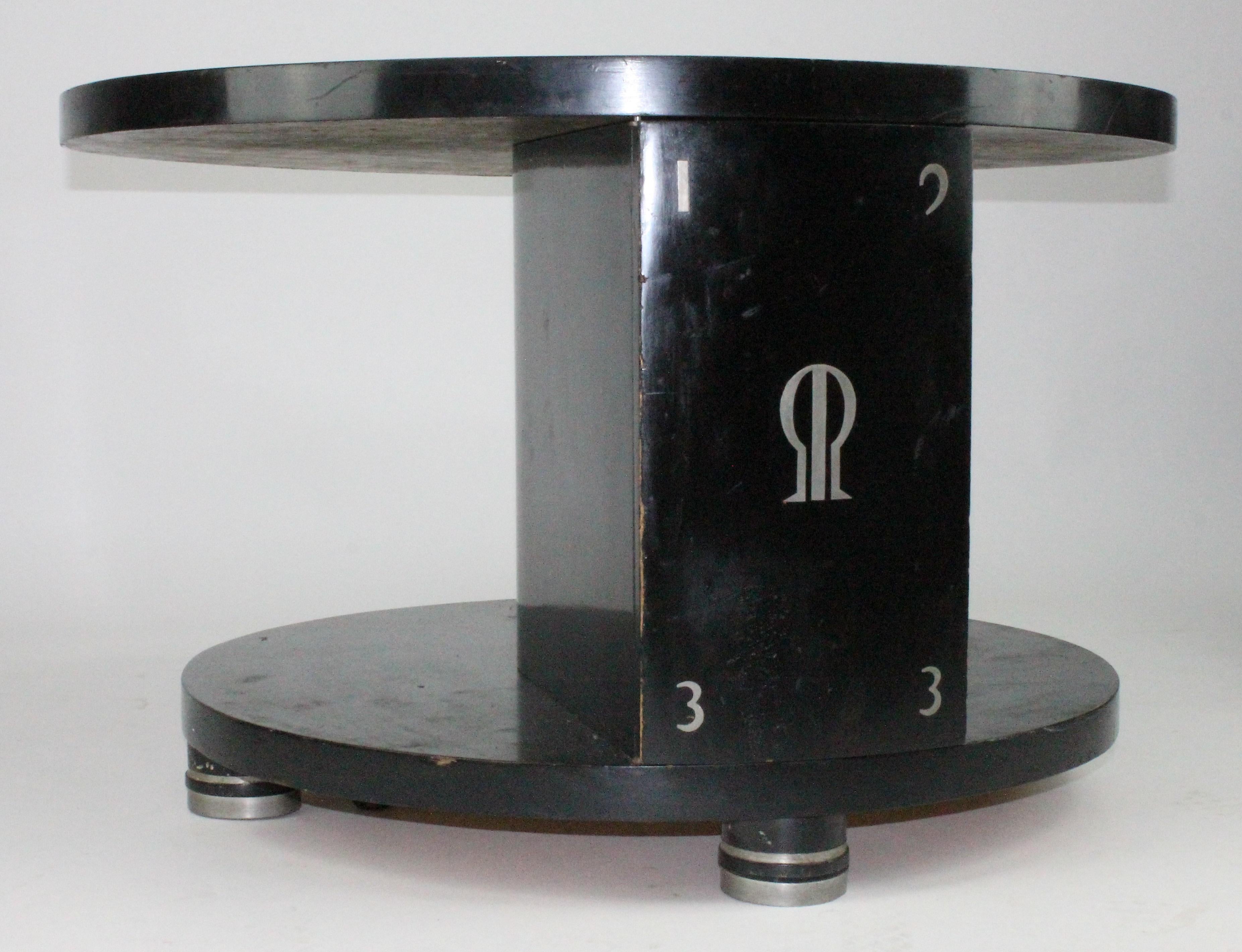 Art Deco Alvar Andersson Table, 1933, Swedish, Black Painted with Pewter Inlays