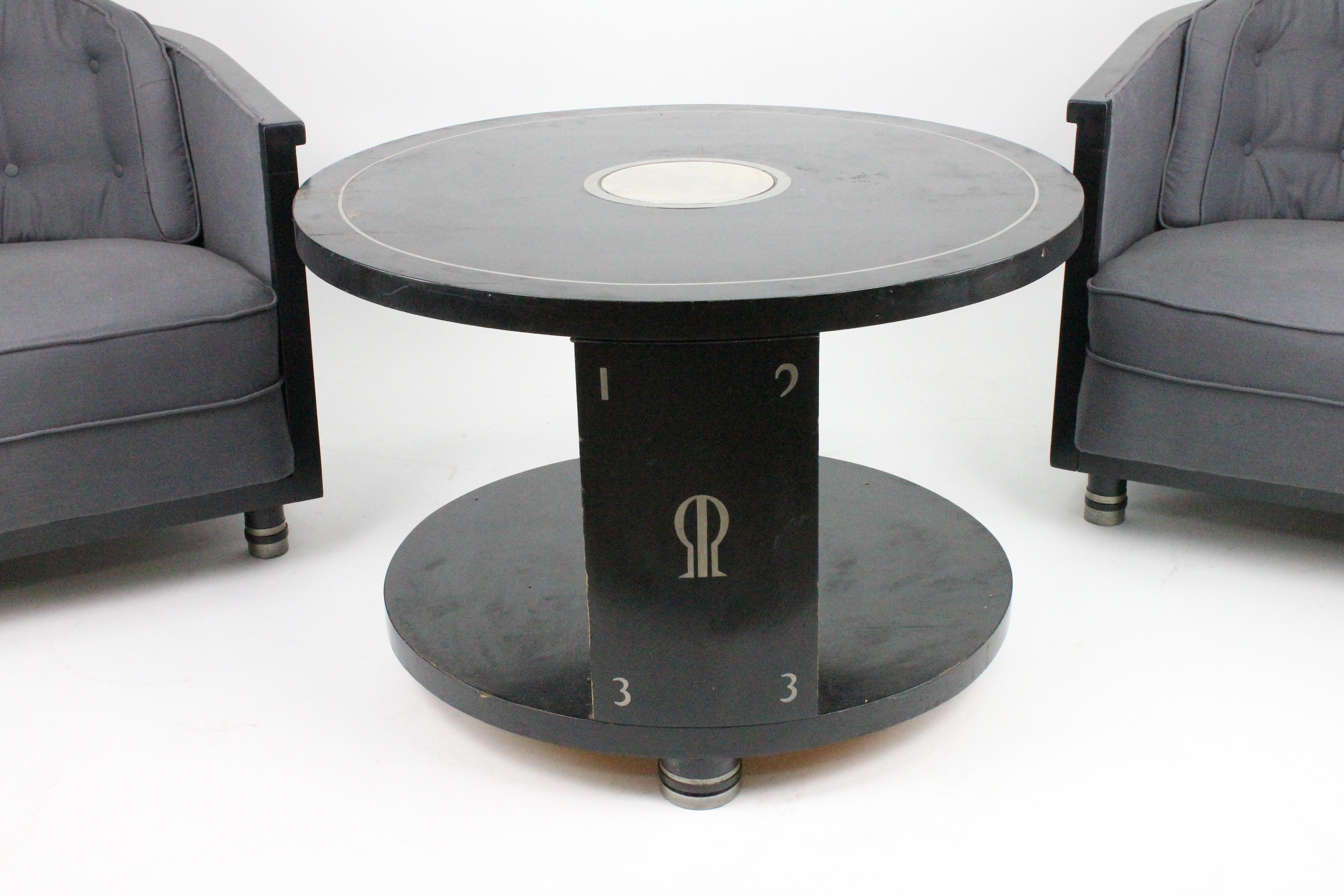Alvar Andersson Table, 1933, Swedish, Black Painted with Pewter Inlays In Good Condition In Skanninge, SE