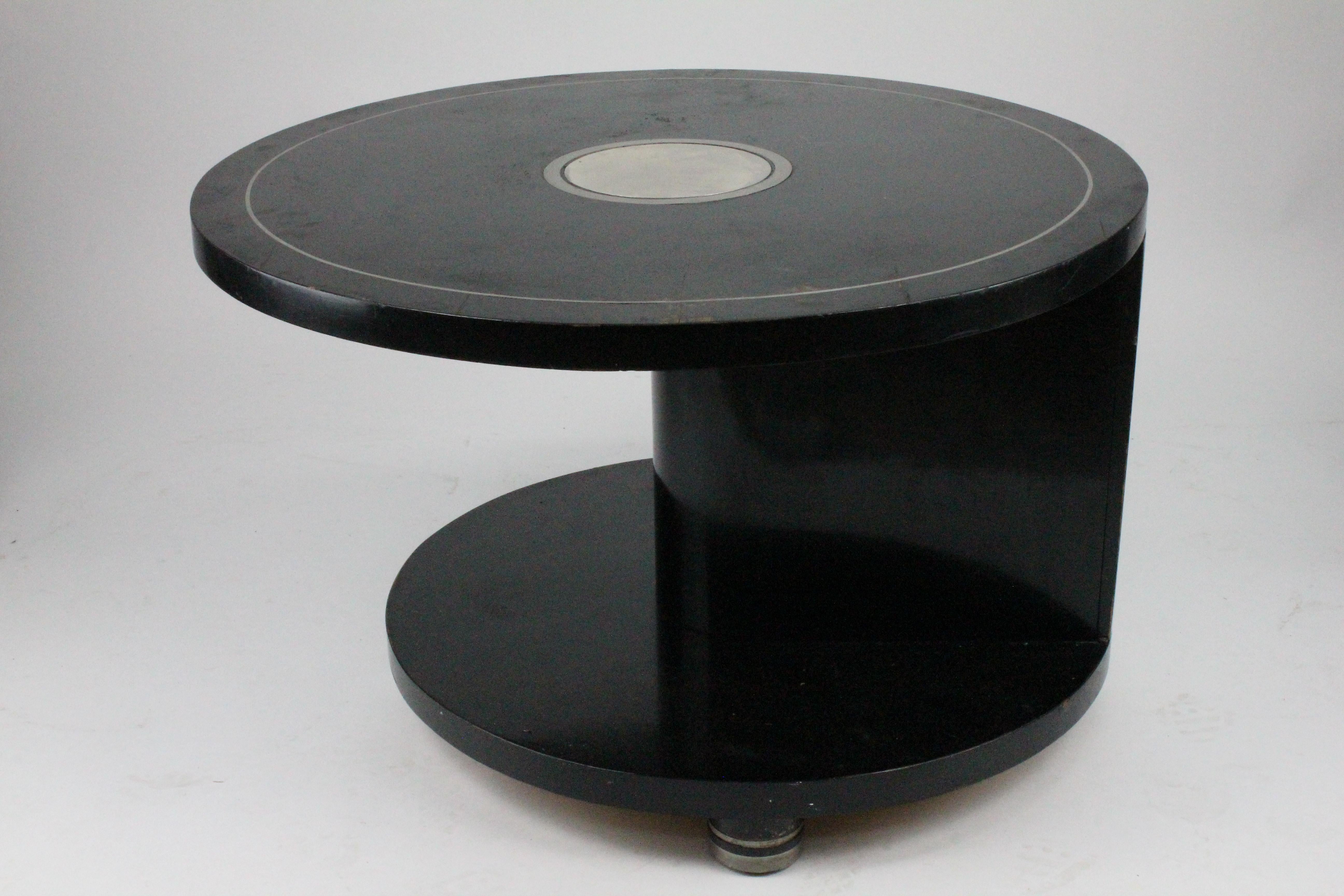 Alvar Andersson Table, 1933, Swedish, Black Painted with Pewter Inlays (Mitte des 20. Jahrhunderts)