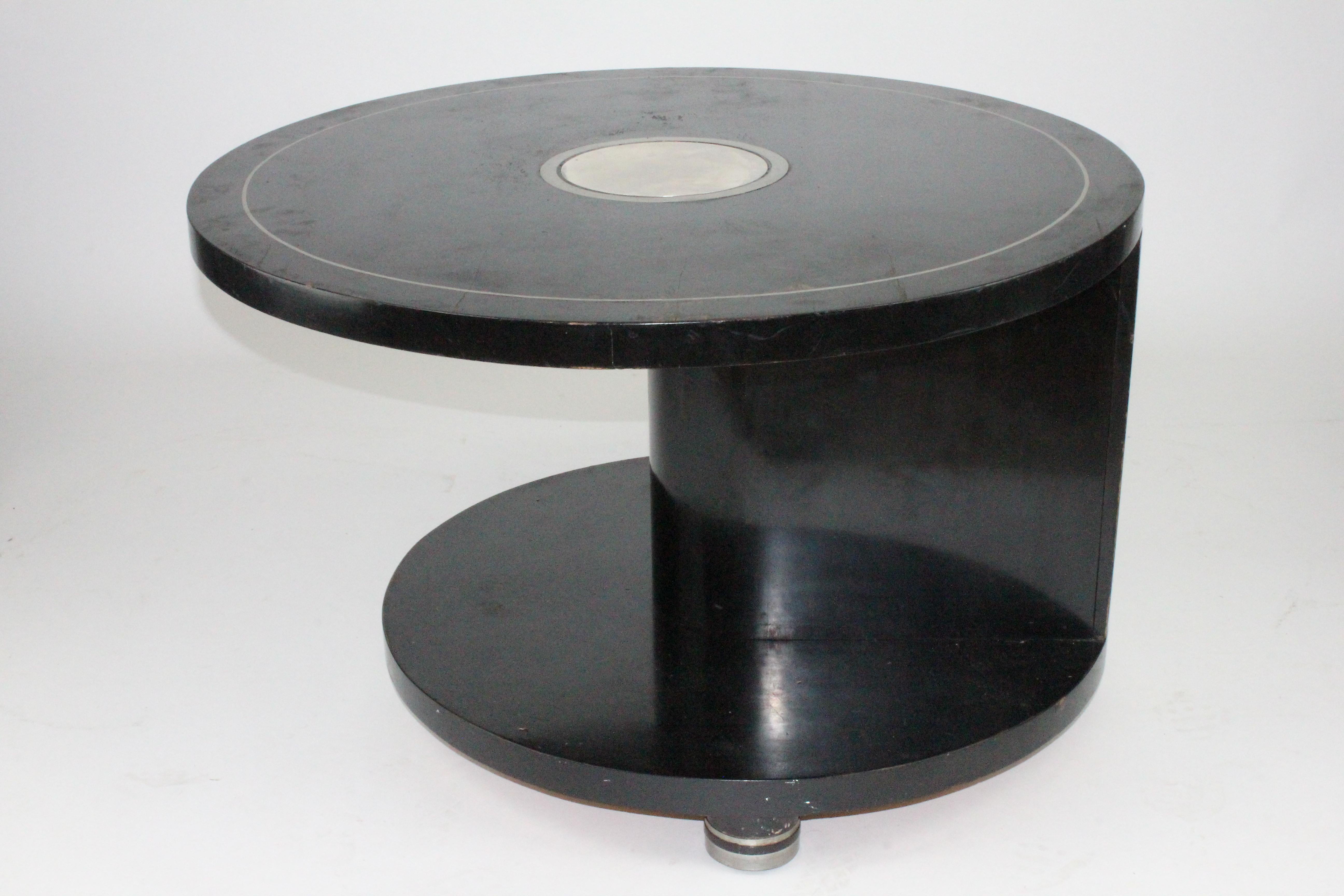 Alvar Andersson Table, 1933, Swedish, Black Painted with Pewter Inlays (Hartzinn)