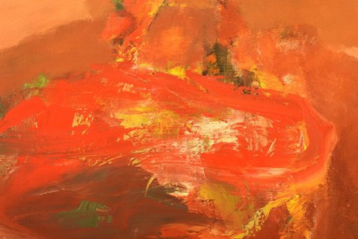 Scandinave moderne Alvar Jonson:: Peintre suédois:: Huile sur toile:: Paysage abstrait en vente