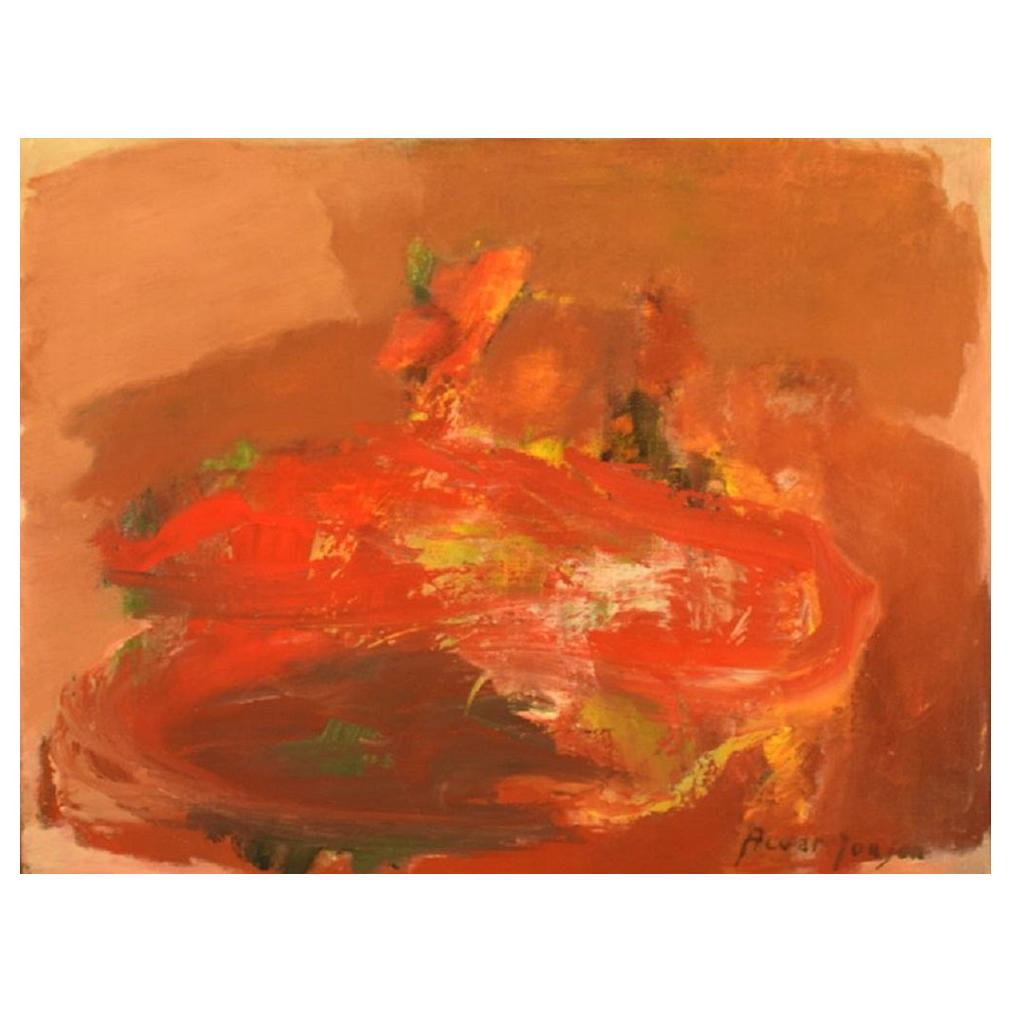 Alvar Jonson, Swedish Painter, Oil on Canvas, Abstract Landscape For Sale