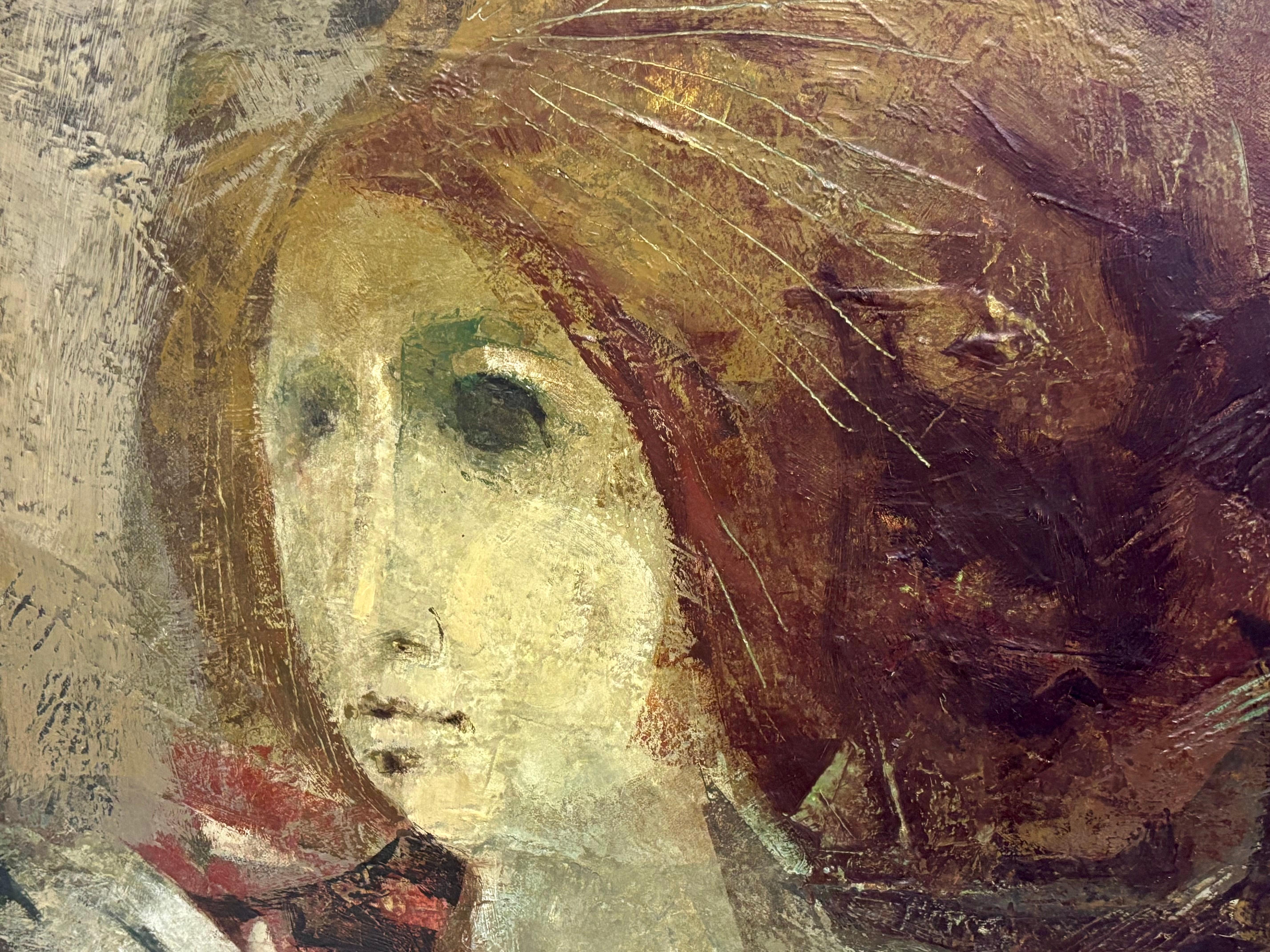 ALVAR SUÑOL - FLORES PARA MUJER - AÑO 1969 - OLEO LIENZO - Figurative Painting Marrón de Alvar Sunol Munoz-Ramos