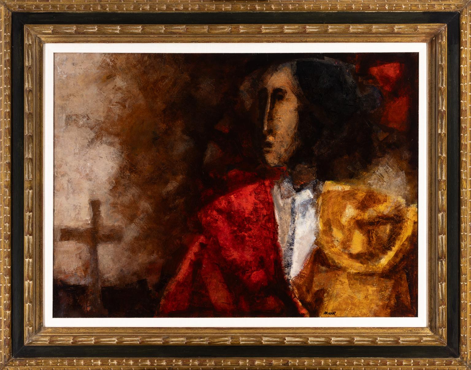 Alvar Sunol Munoz-Ramos Figurative Painting – Àlvar Suñol "La prière du torero" 1963 Großes spanisches modernistisches Ölgemälde