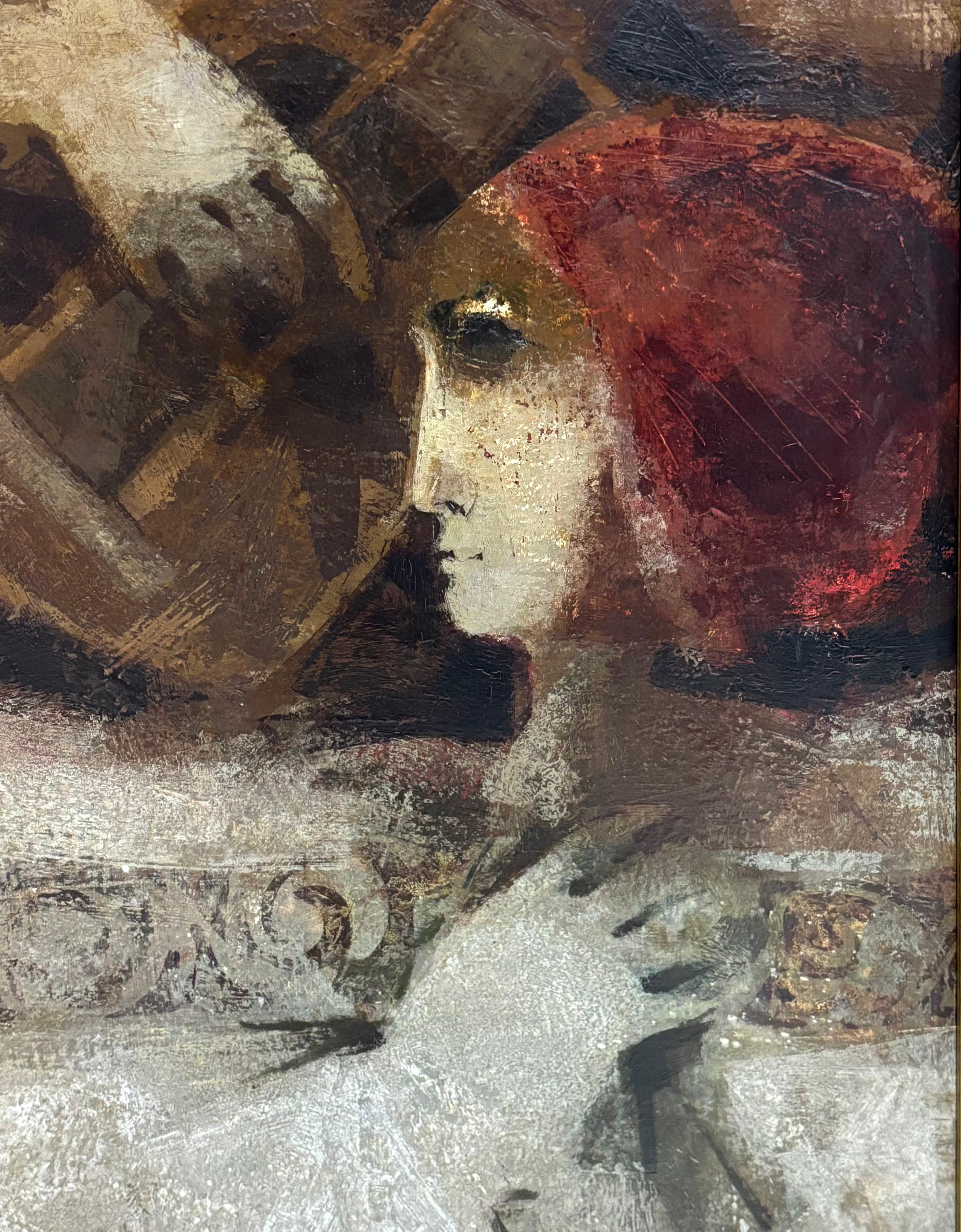 ALVAR SUÑOL- MUJERES CON MANDOLINA - OLEO LIENZO - Figurative Painting Marrón de Alvar Sunol Munoz-Ramos