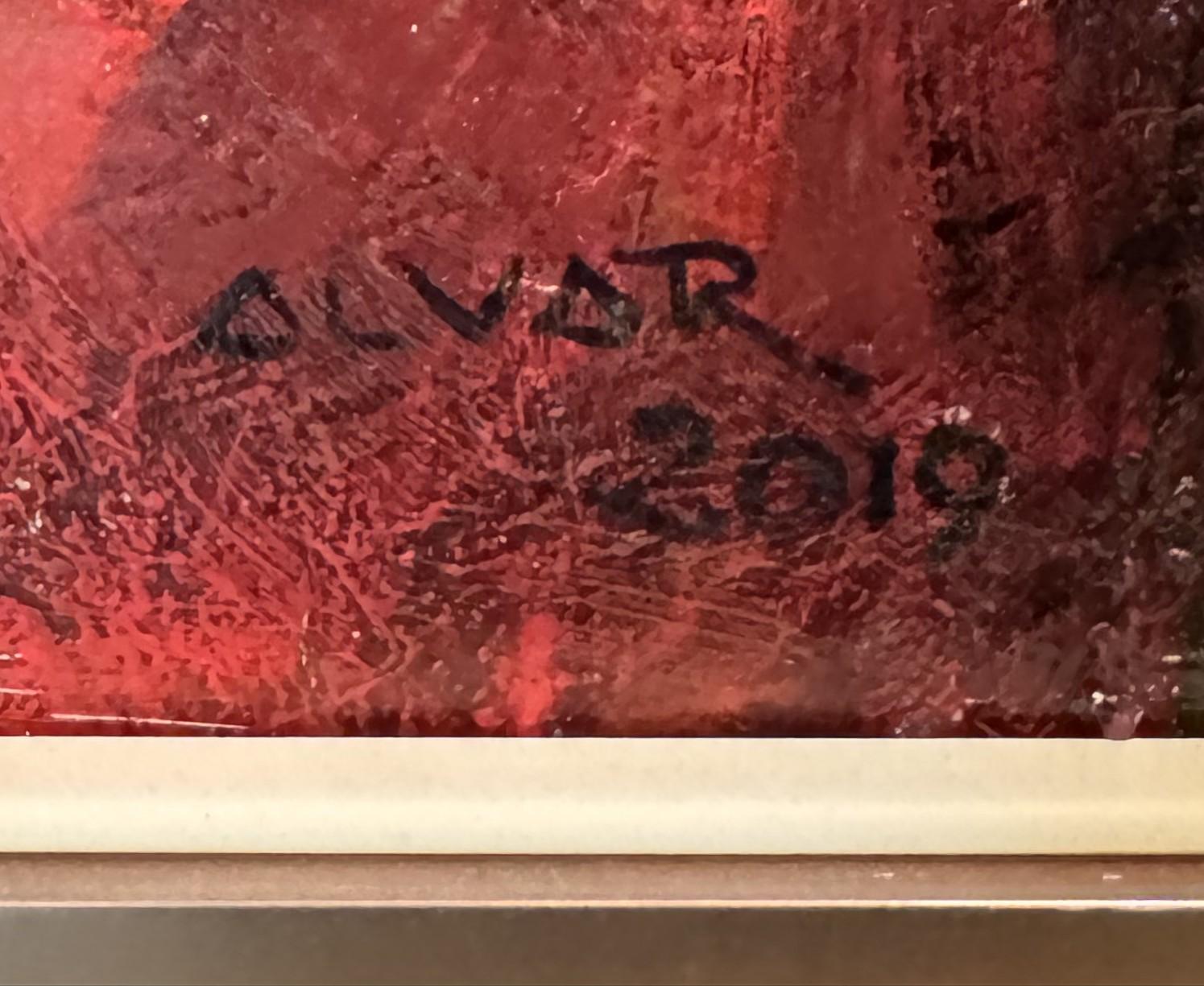 Cette huile originale sur toile est en excellent état et n'a été présentée que dans une galerie. Les dimensions ne comprennent pas le cadre.  

Alvar rend hommage à deux de ses artistes préférés dans De Piero a Picasso. Le peintre italien du début