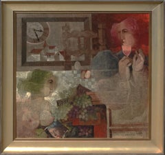 ""Horas de Rodigio", Alvar Sunol, Original, Öl/Leinwand, 39x39, moderner kubistischer Stil