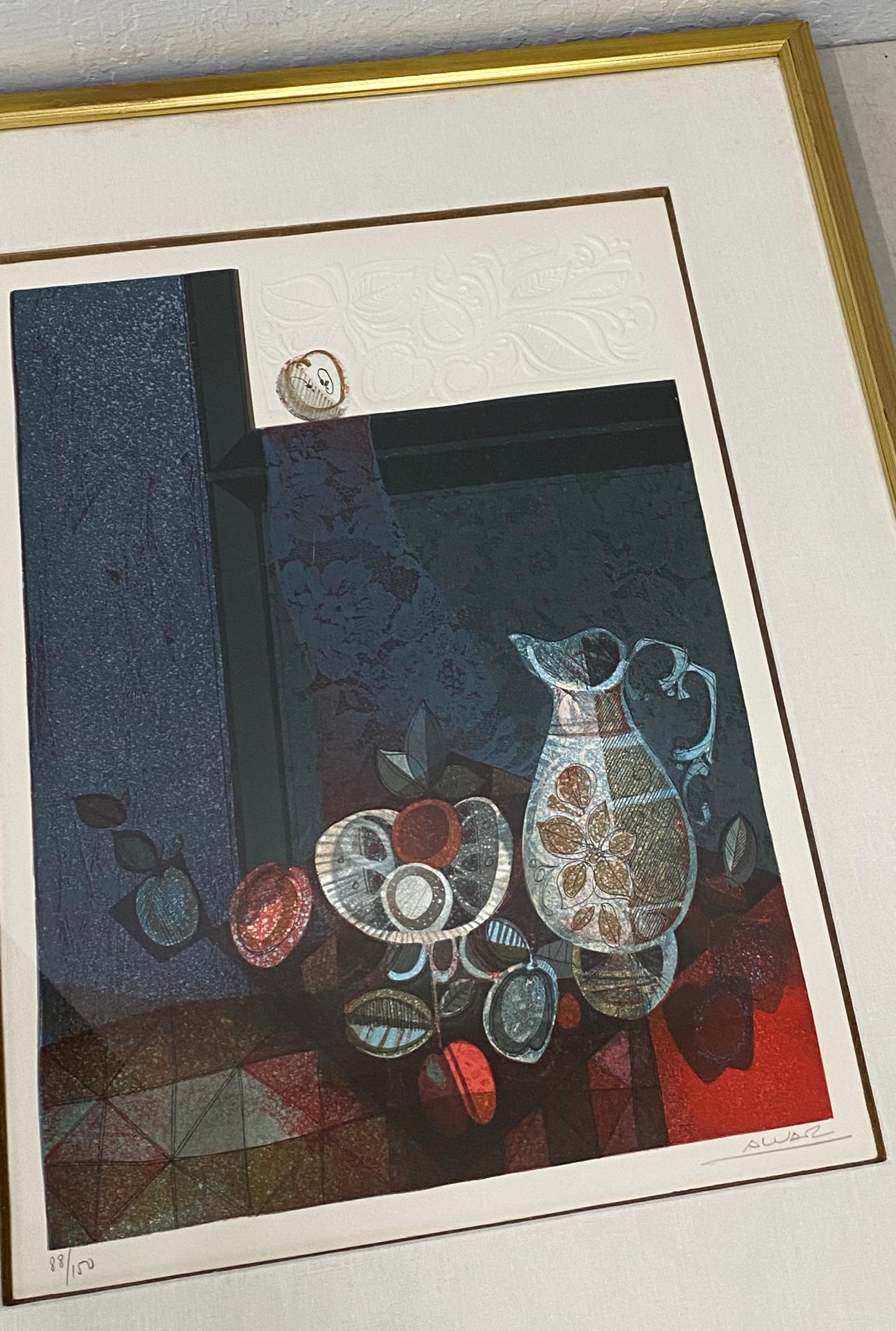 Alvar Sunol Embossed Still Life Lithograph C.1970s - Print by Alvar Sunol Munoz-Ramos