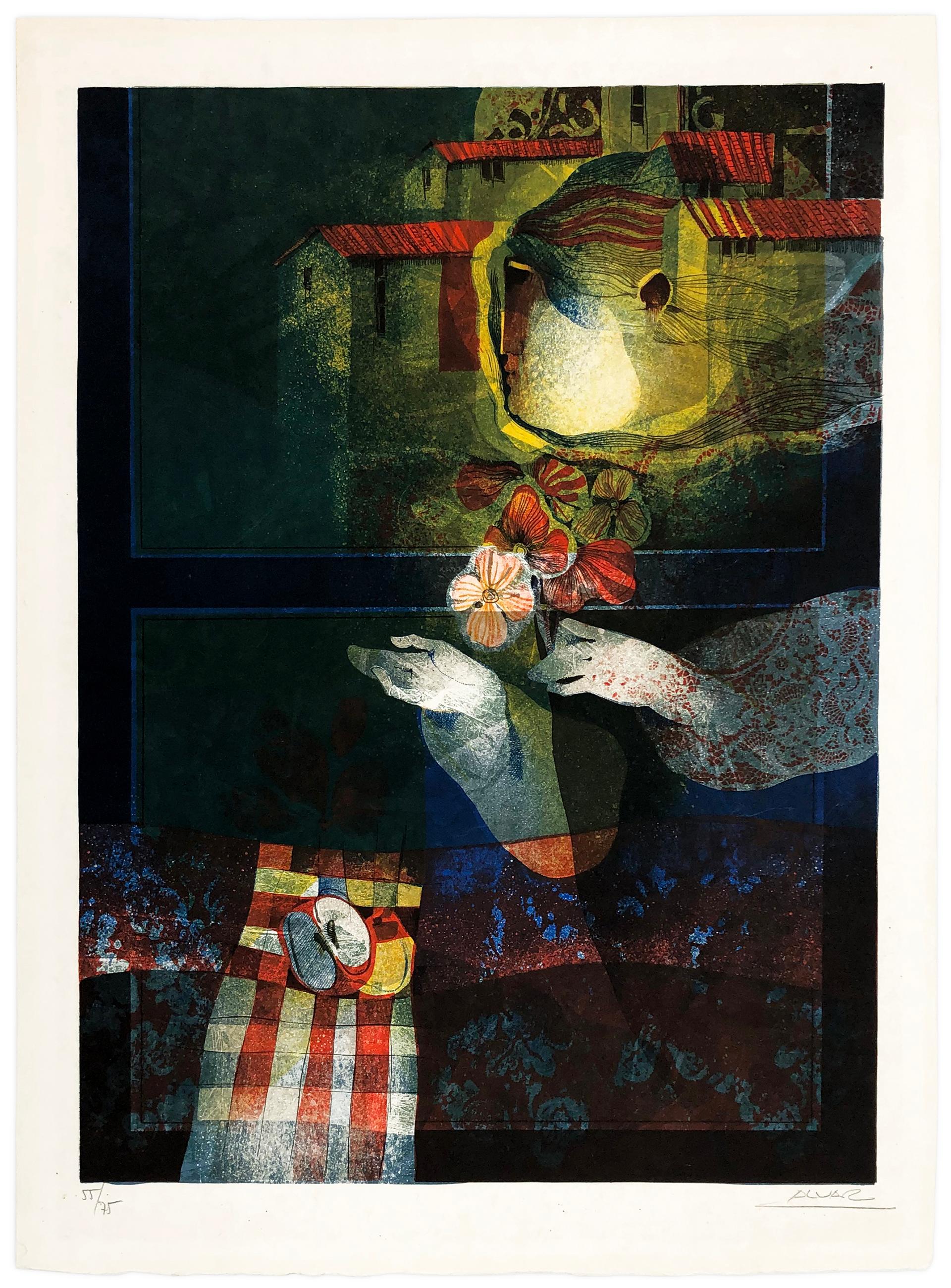 Alvar Sunol Munoz-Ramos Figurative Print - BLUE WINDOW