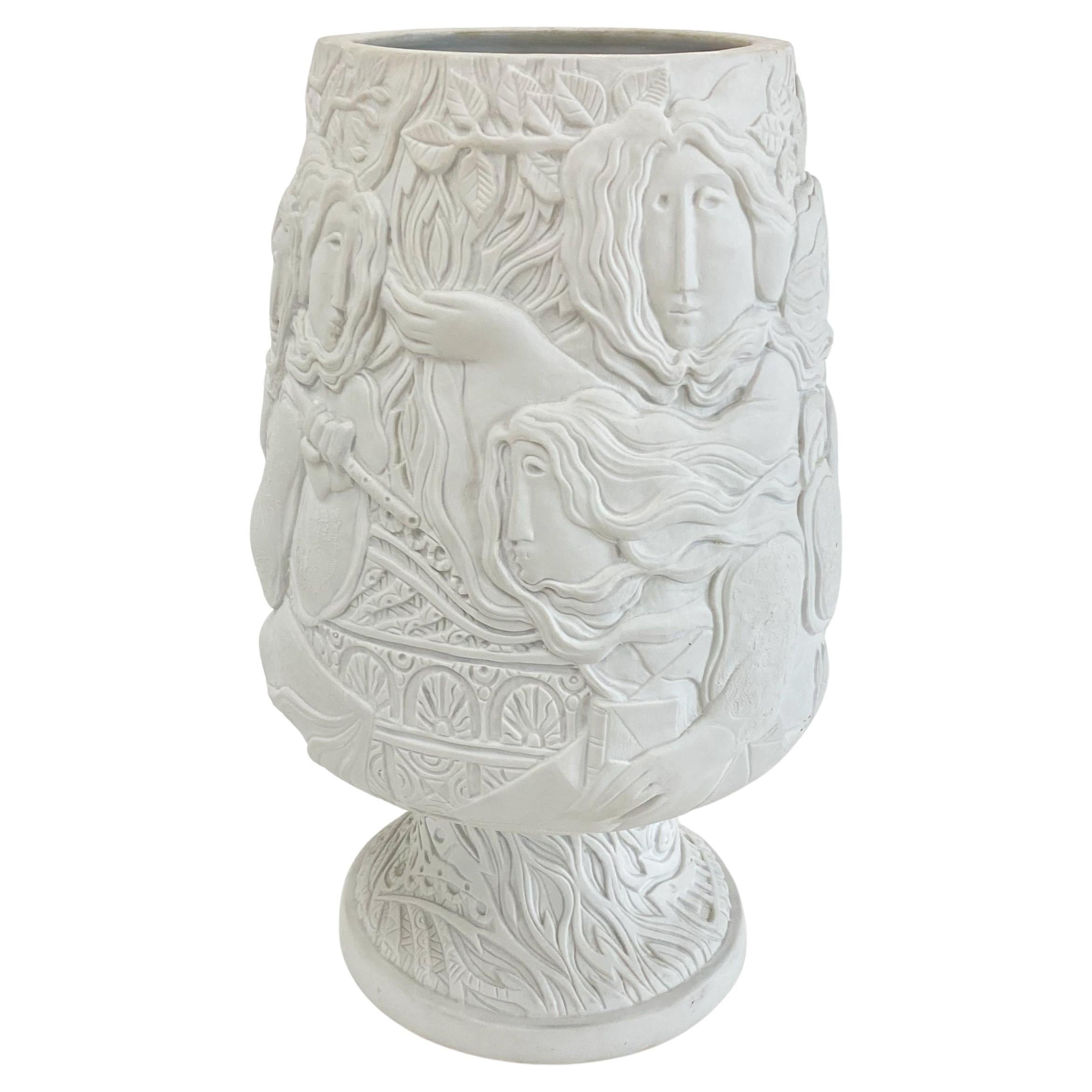 Alvar Sunol Munoz-Ramos Vase The Four Elements of Nature -- White Porcelain For Sale