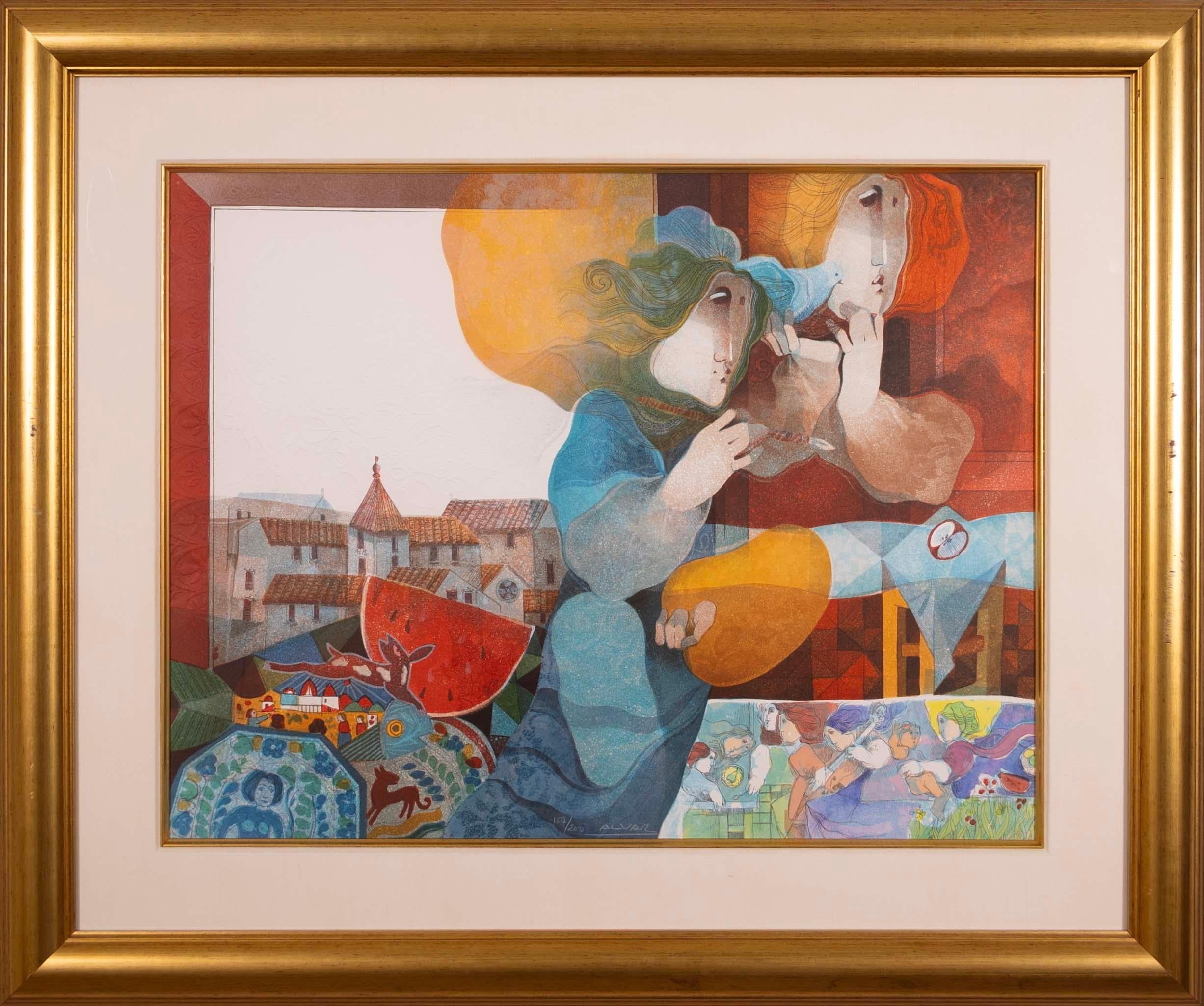 A contemporary embossed lithograph on paper titled 