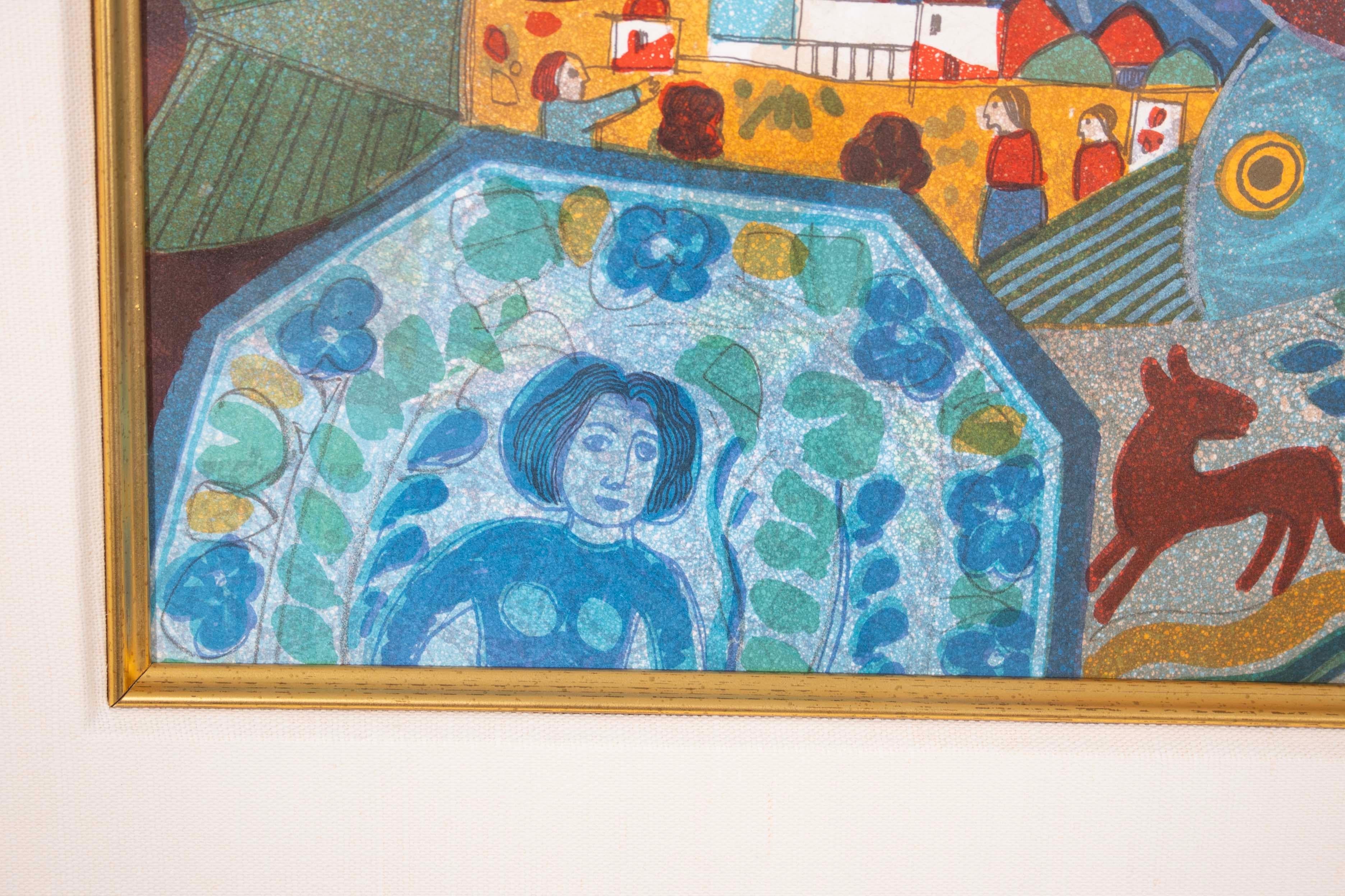 Late 20th Century Alvar Suñol Pintora Mexicana Signed Contemporary Embossed Lithograph 107/200 For Sale