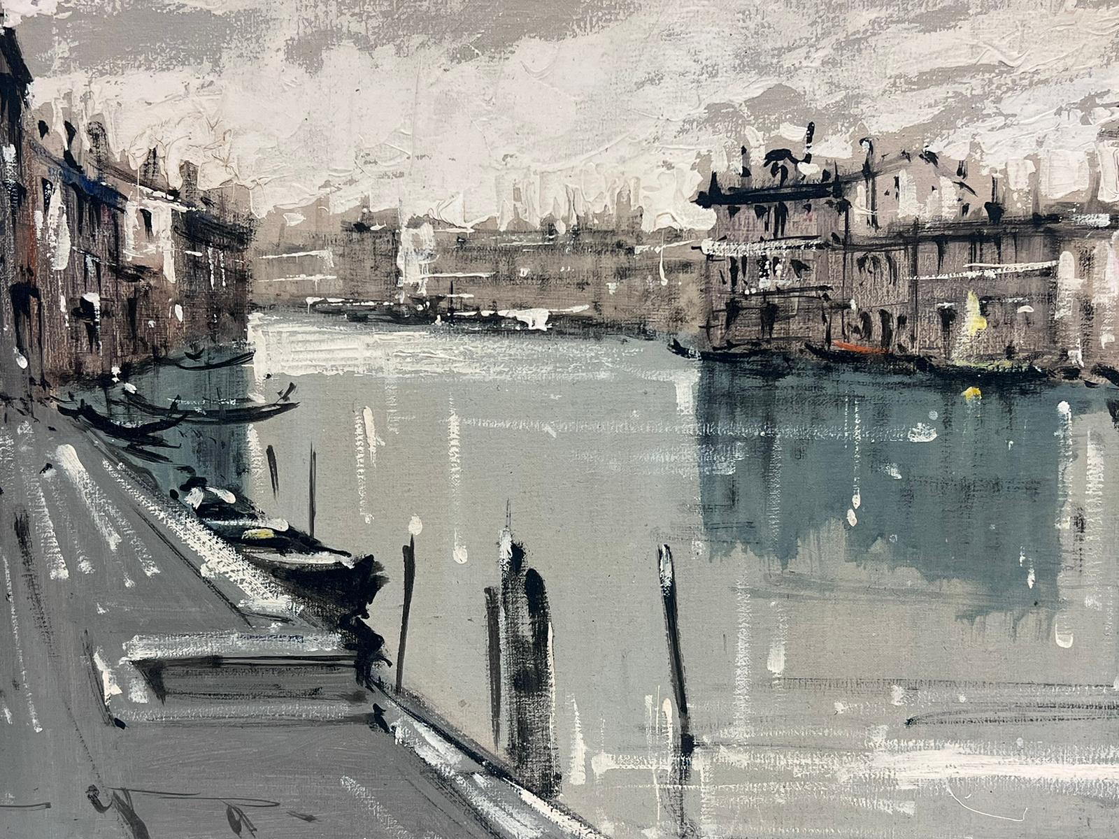 Großes, modernistisches, signiertes Ölgemälde, Grand Canal, stimmungsvolles Werk aus Venedig, 1960er Jahre im Angebot 4