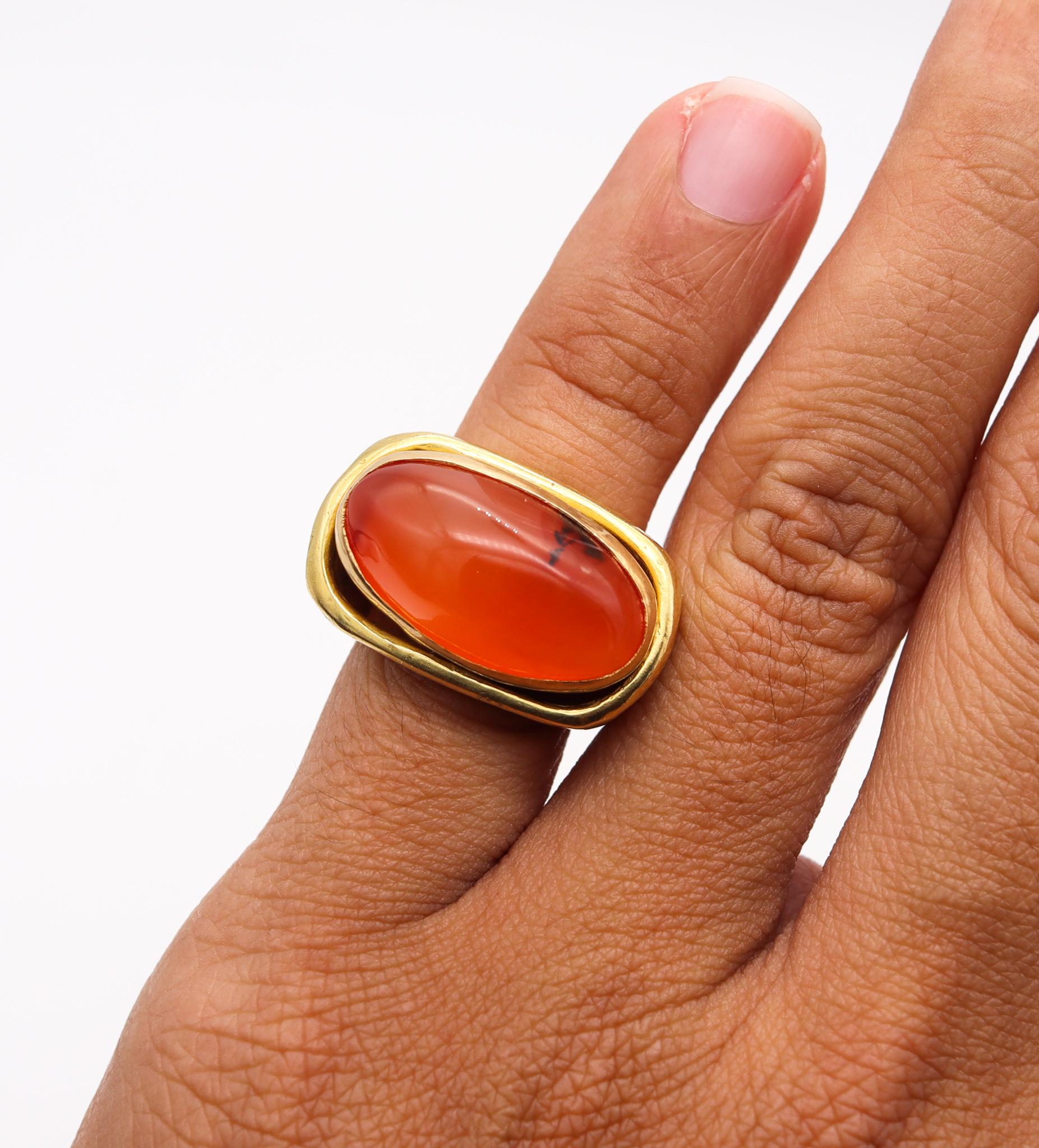 Alvaro & Correnti Messina Convertible Cocktail Ring 18Kt Gold 18.8 Cts Carnelian In Excellent Condition For Sale In Miami, FL