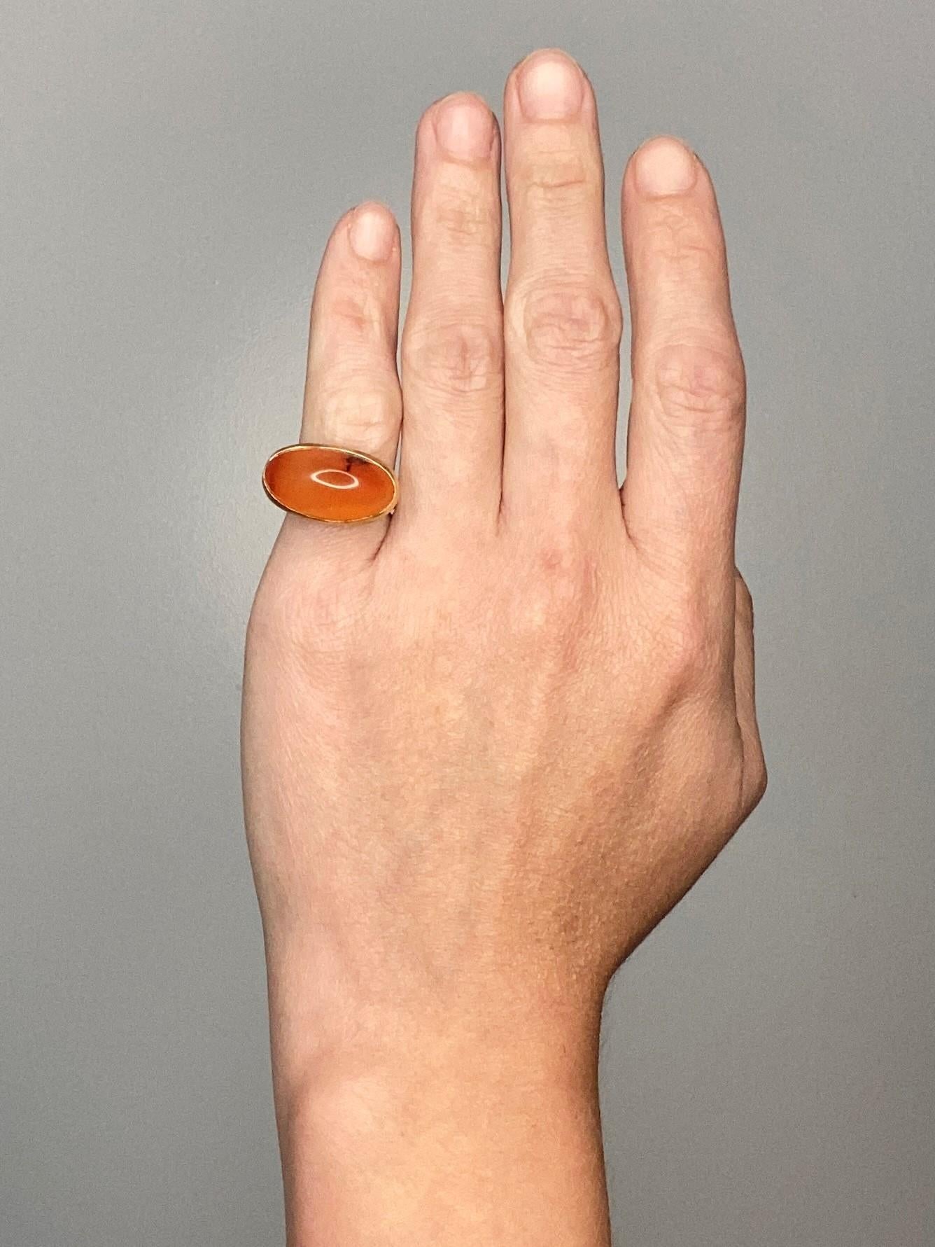 Women's or Men's Alvaro & Correnti Messina Convertible Cocktail Ring 18Kt Gold 18.8 Cts Carnelian For Sale