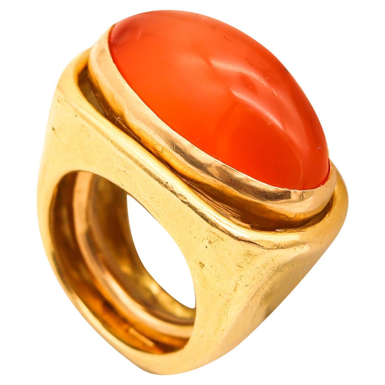 Alvaro & Correnti Messina Convertible Cocktail Ring 18Kt Gold 18.8 Cts Carnelian For Sale