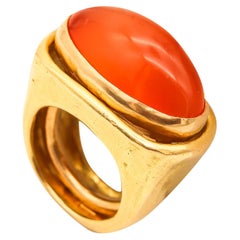 Vintage Alvaro & Correnti Messina Convertible Cocktail Ring 18Kt Gold 18.8 Cts Carnelian